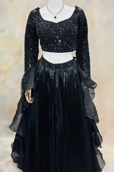 Midnight Black Sequin Lehenga Set