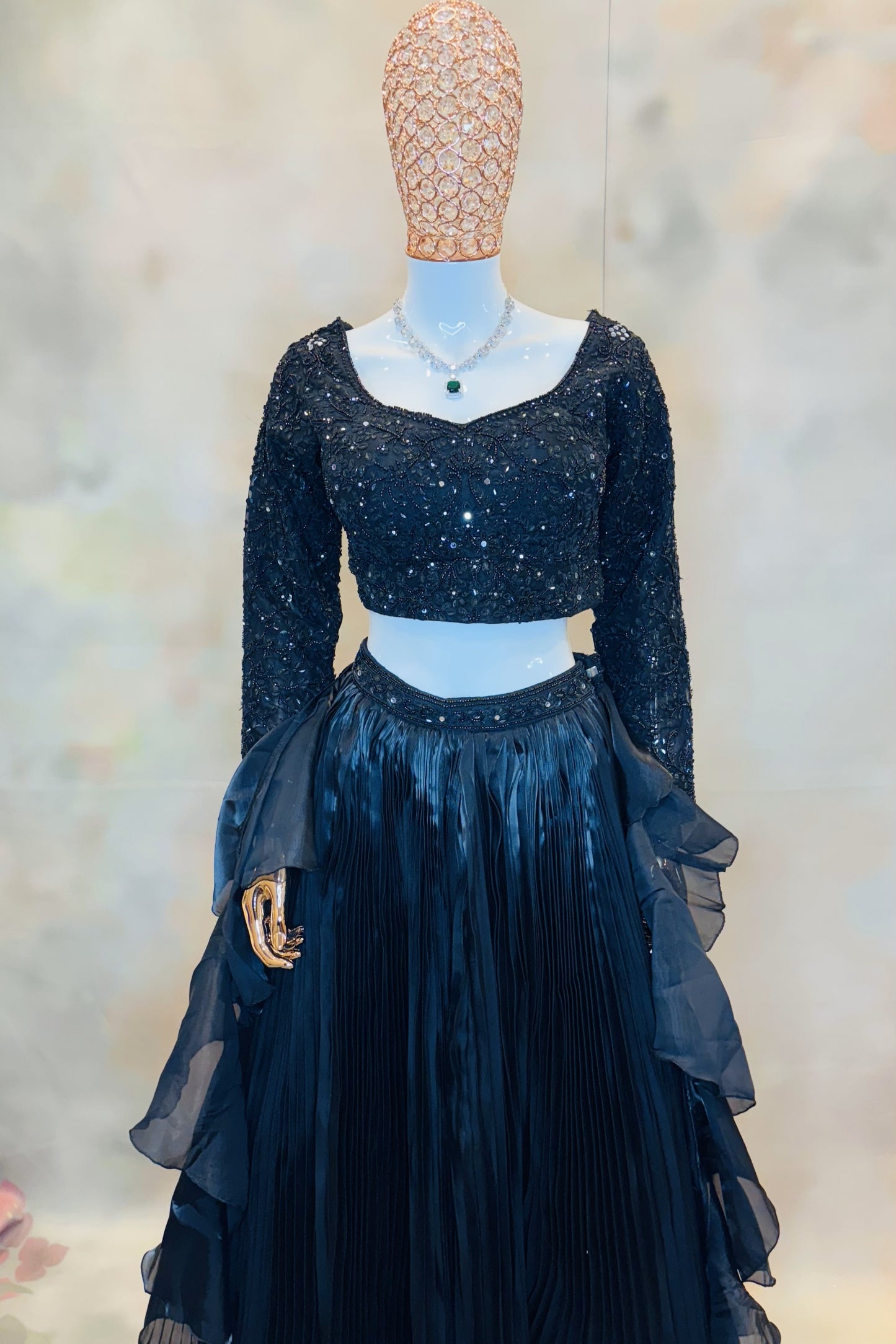 Midnight Black Sequin Lehenga Set