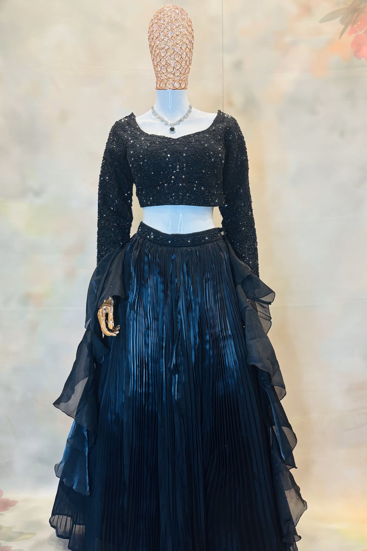 Midnight Black Sequin Lehenga Set