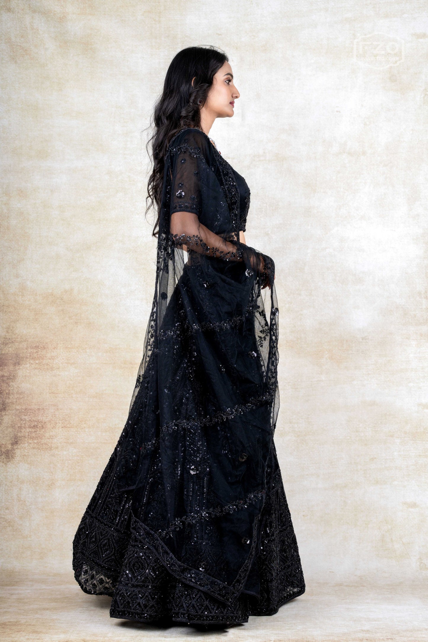 Midnight Allure – Black Sequin Lehenga Set
