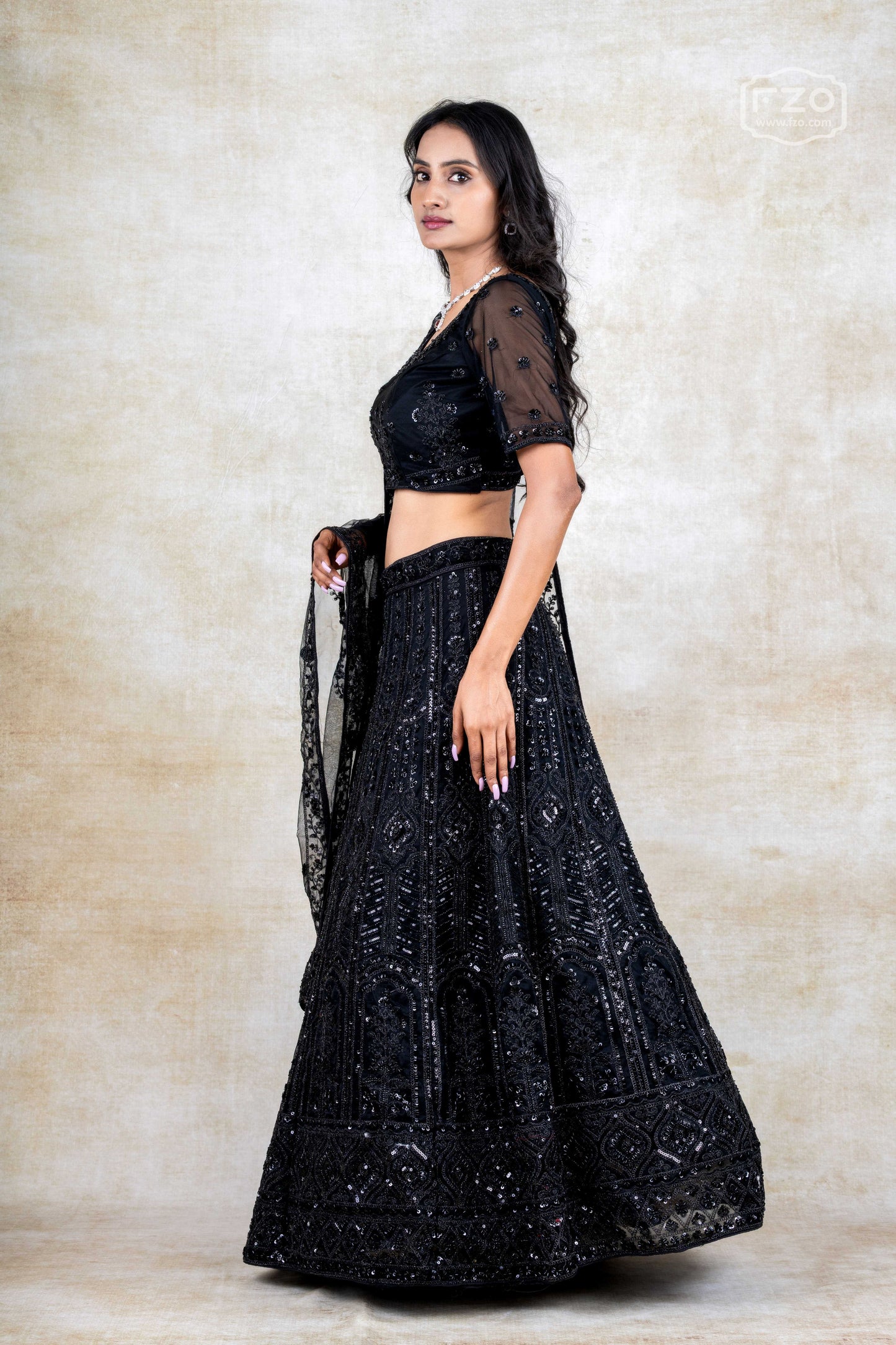 Midnight Allure – Black Sequin Lehenga Set