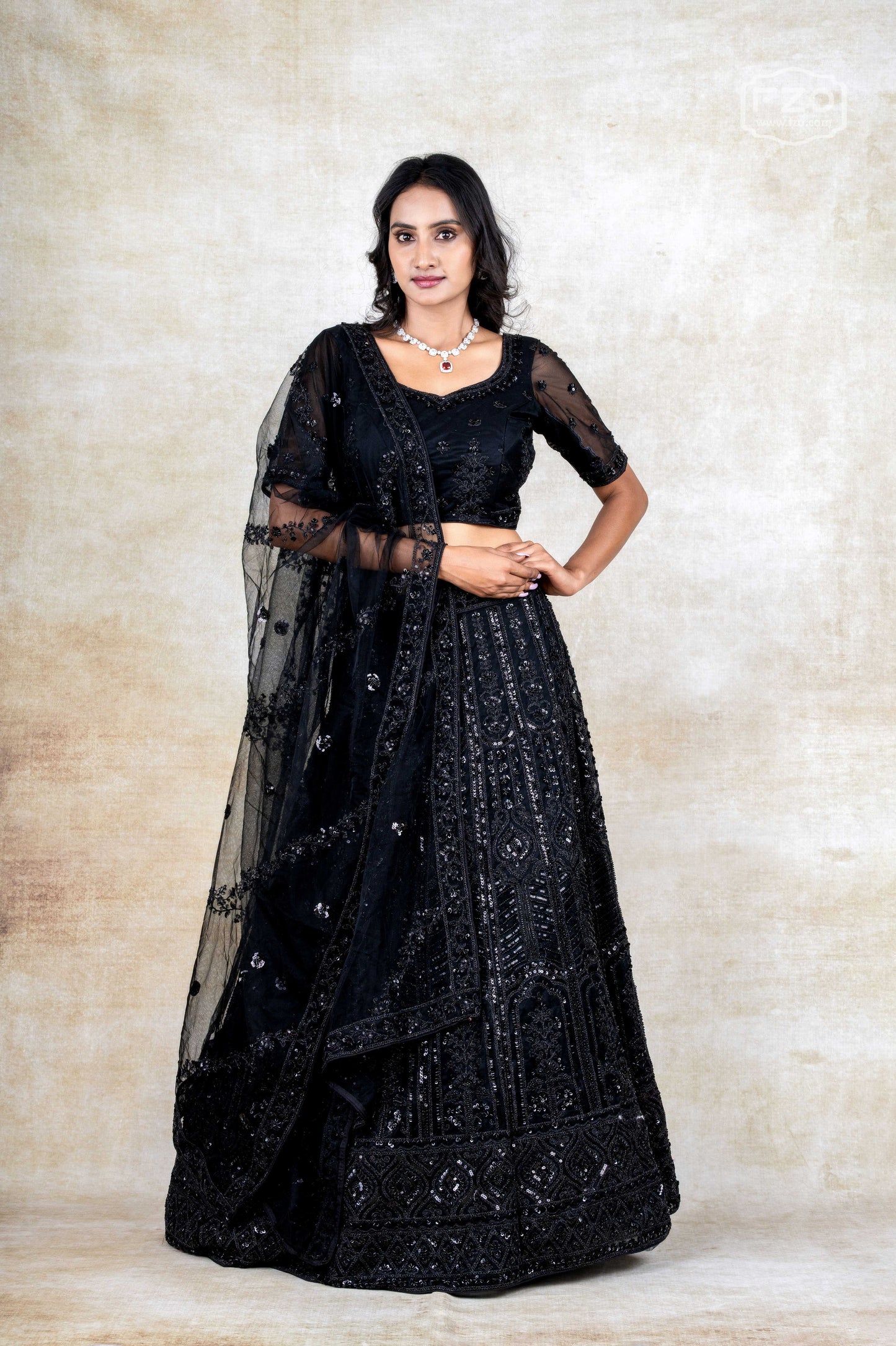 Midnight Allure – Black Sequin Lehenga Set