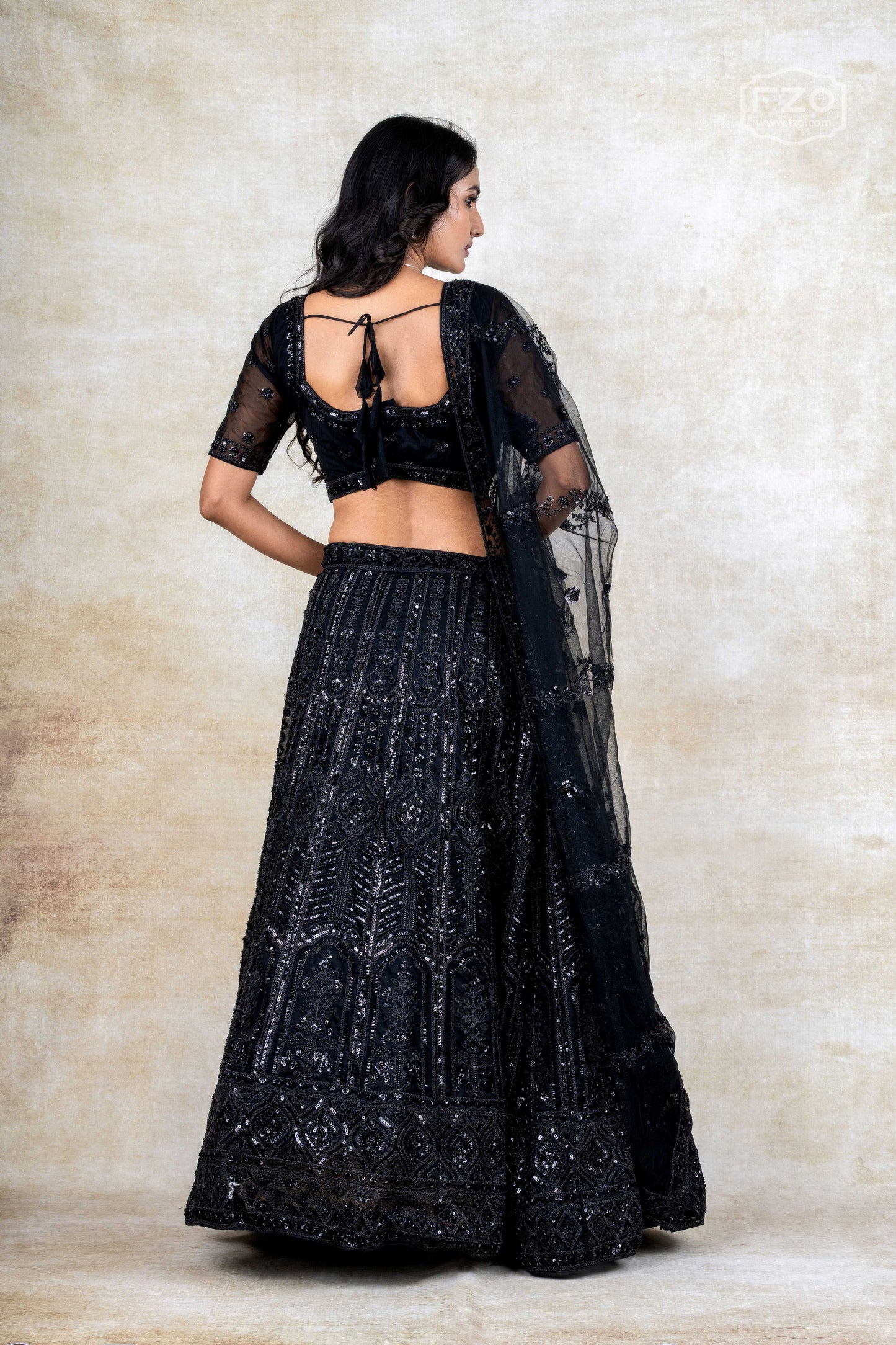 Midnight Allure – Black Sequin Lehenga Set