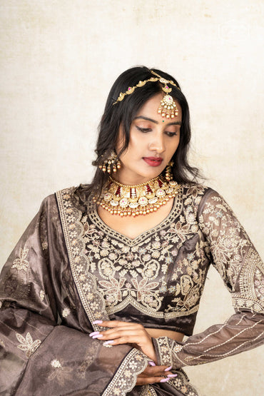Champagne Glow – Embellished Brown Lehenga Set