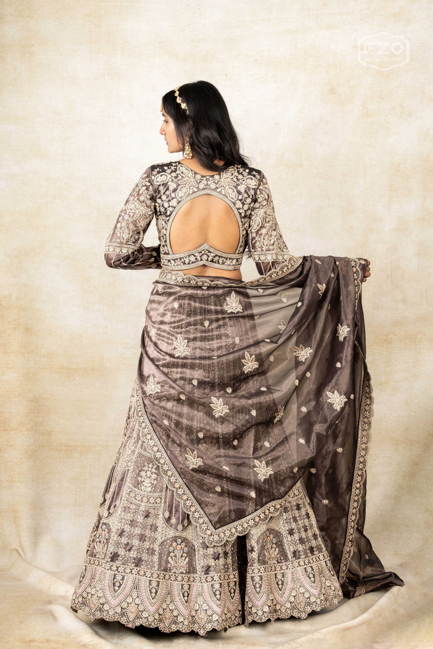 Champagne Glow – Embellished Brown Lehenga Set