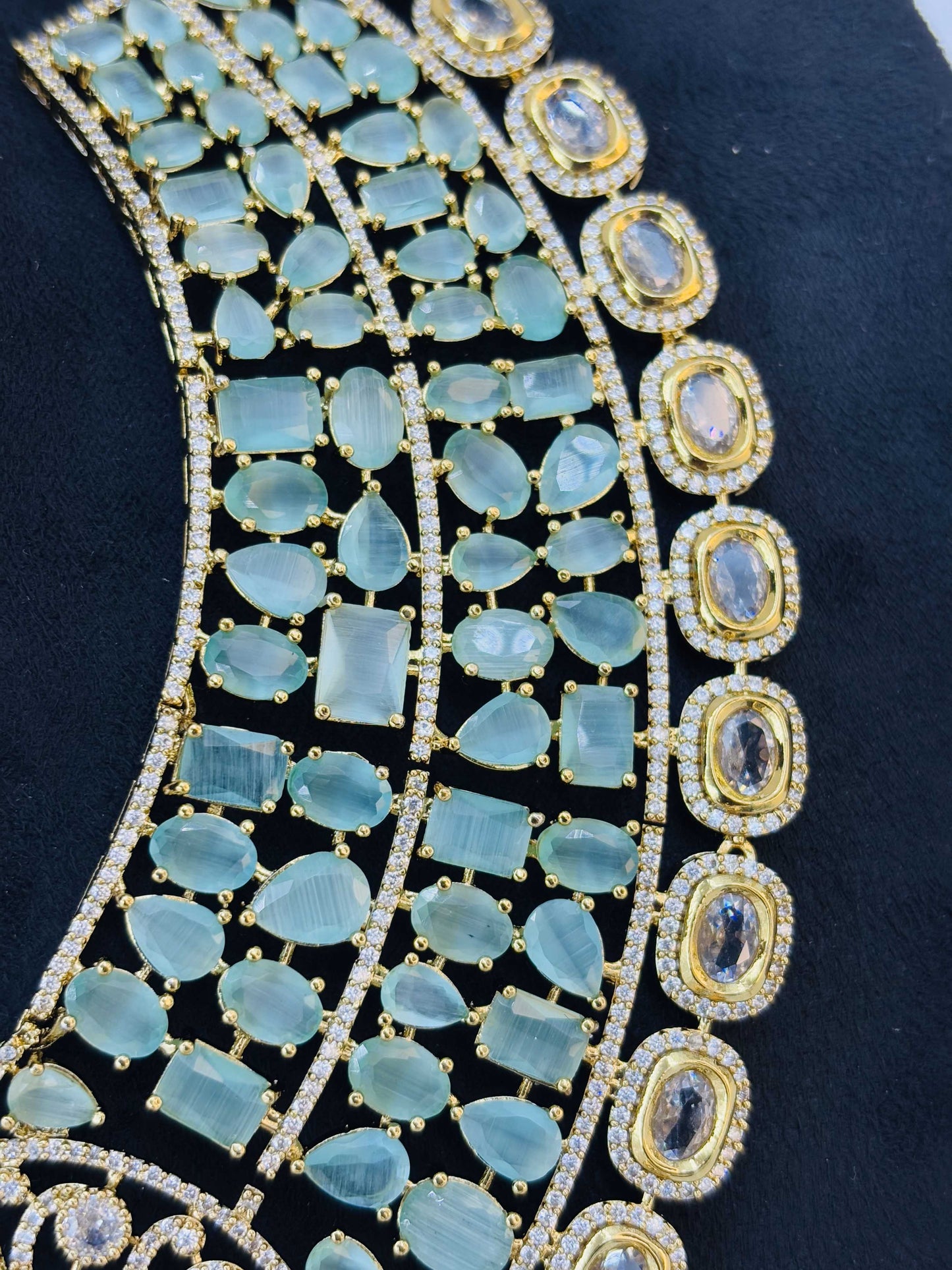 Emerald Peacock Choker Necklace Set with Designer Finish