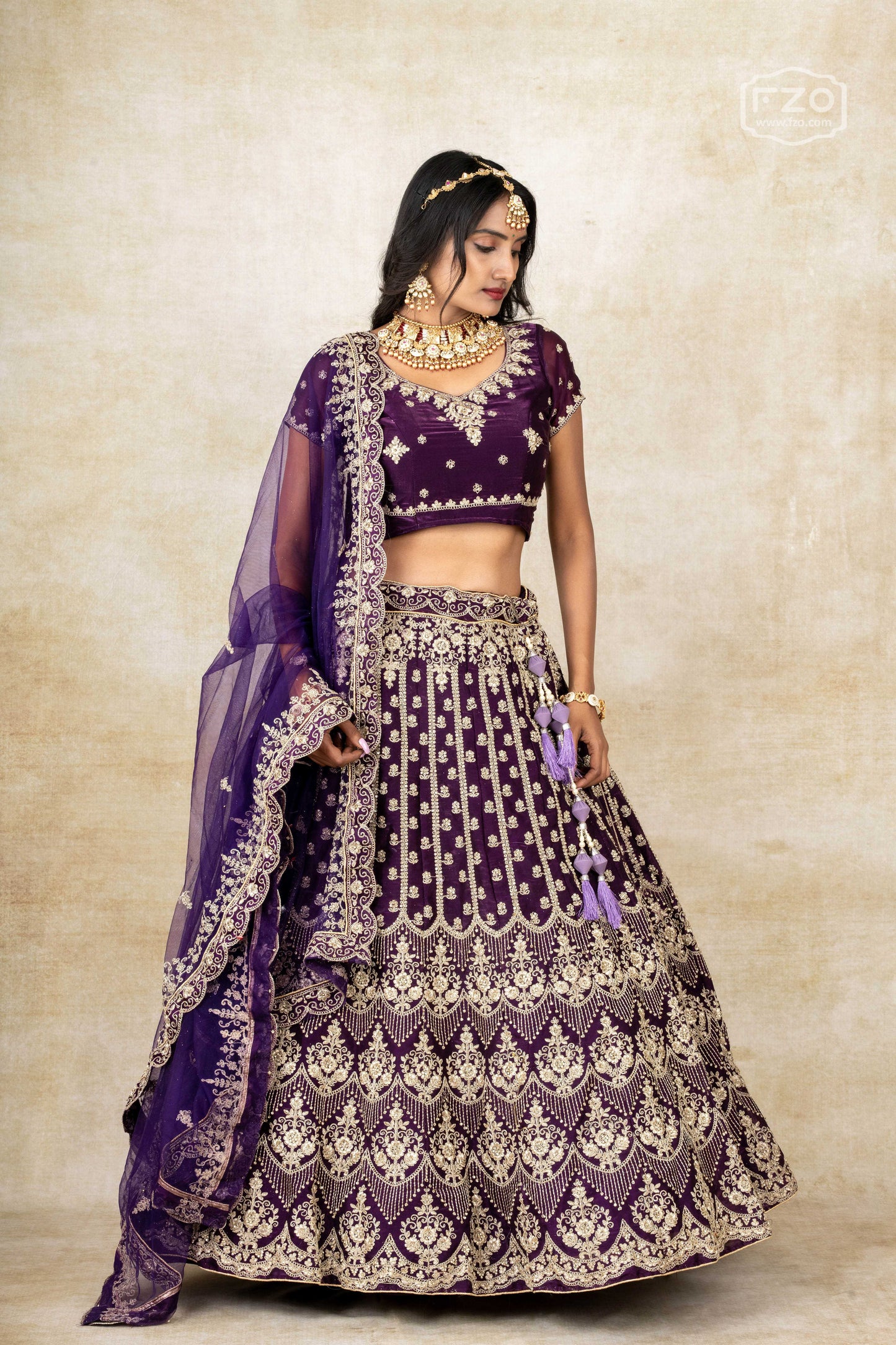 Royal Plum – Purple Embroidered Lehenga Set
