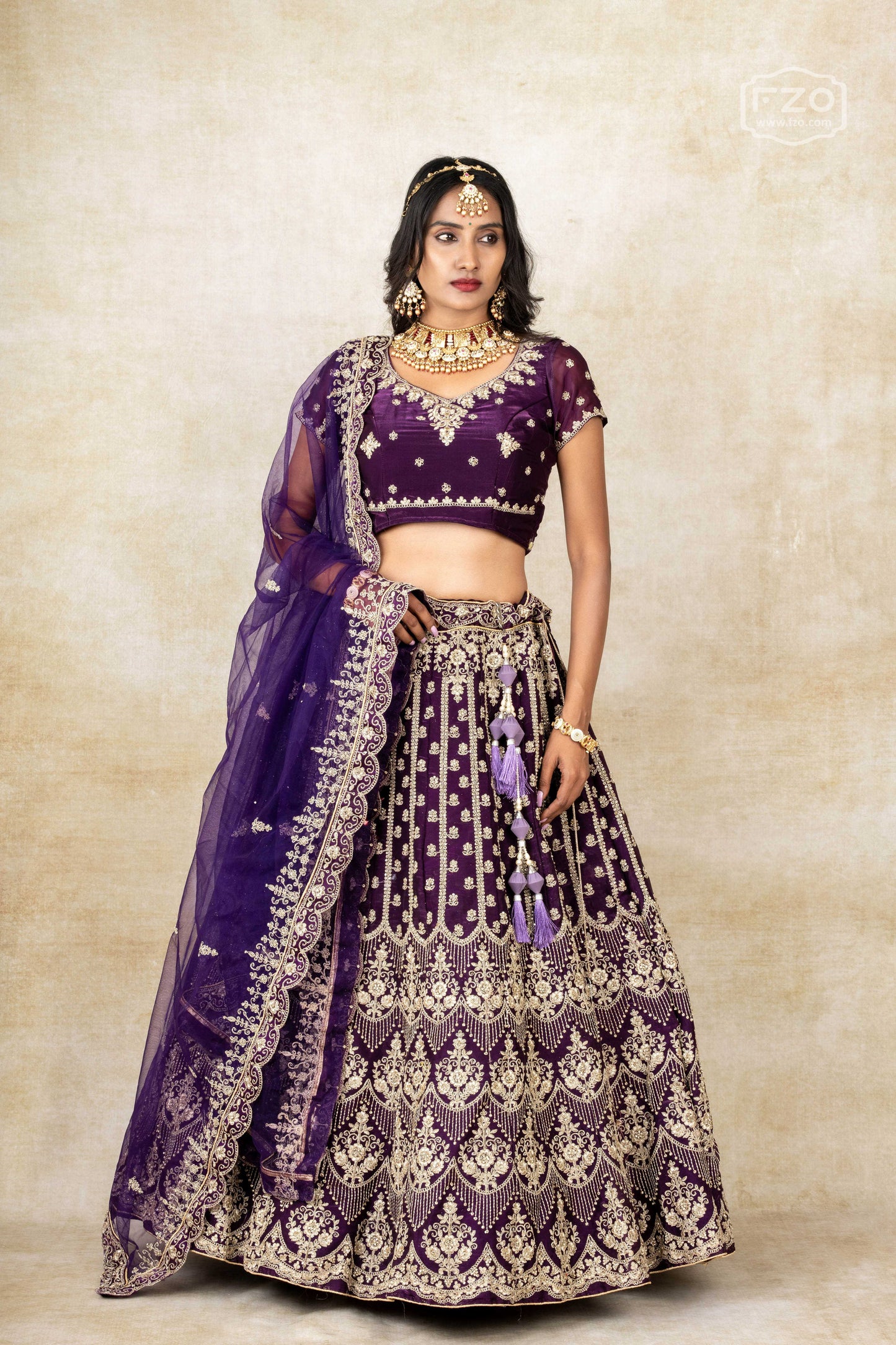 Royal Plum – Purple Embroidered Lehenga Set