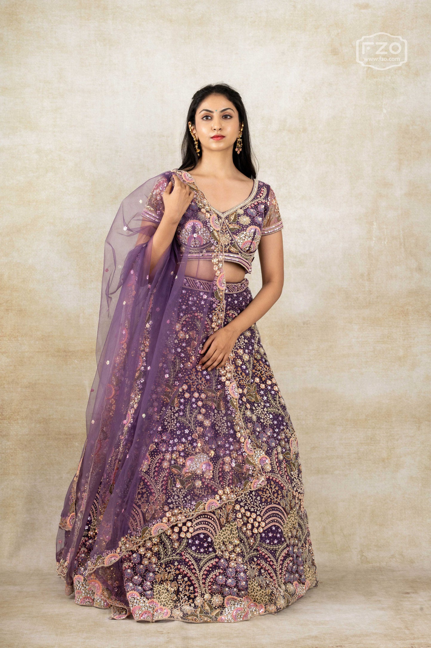 Amethyst Dream – Deep Purple Embroidered Lehenga Set
