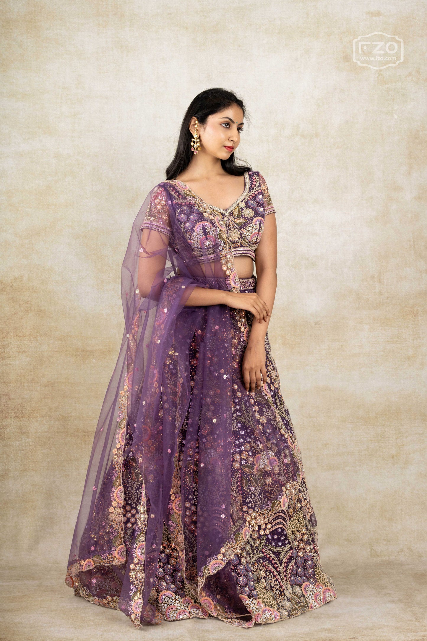 Amethyst Dream – Deep Purple Embroidered Lehenga Set
