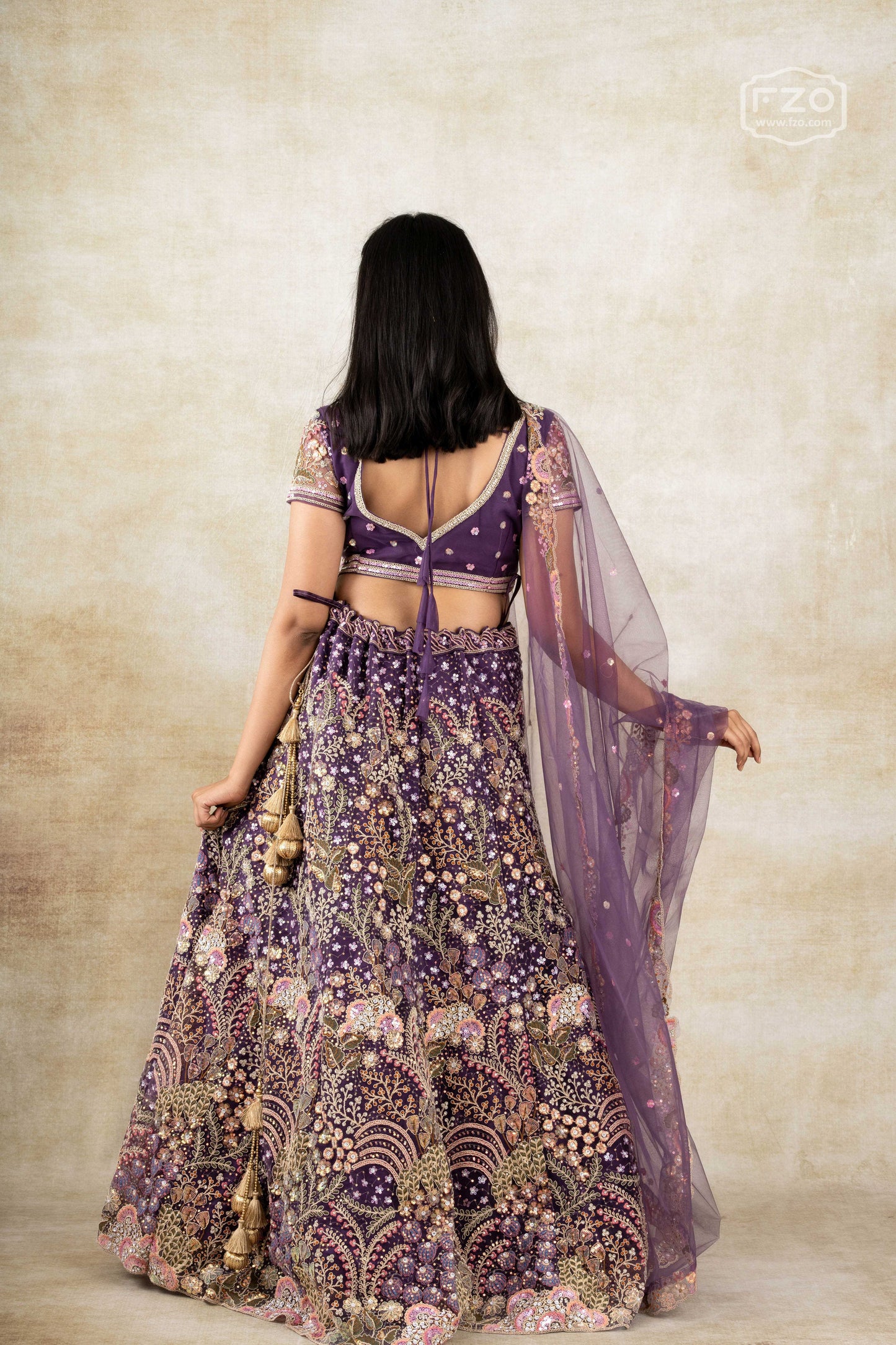 Amethyst Dream – Deep Purple Embroidered Lehenga Set