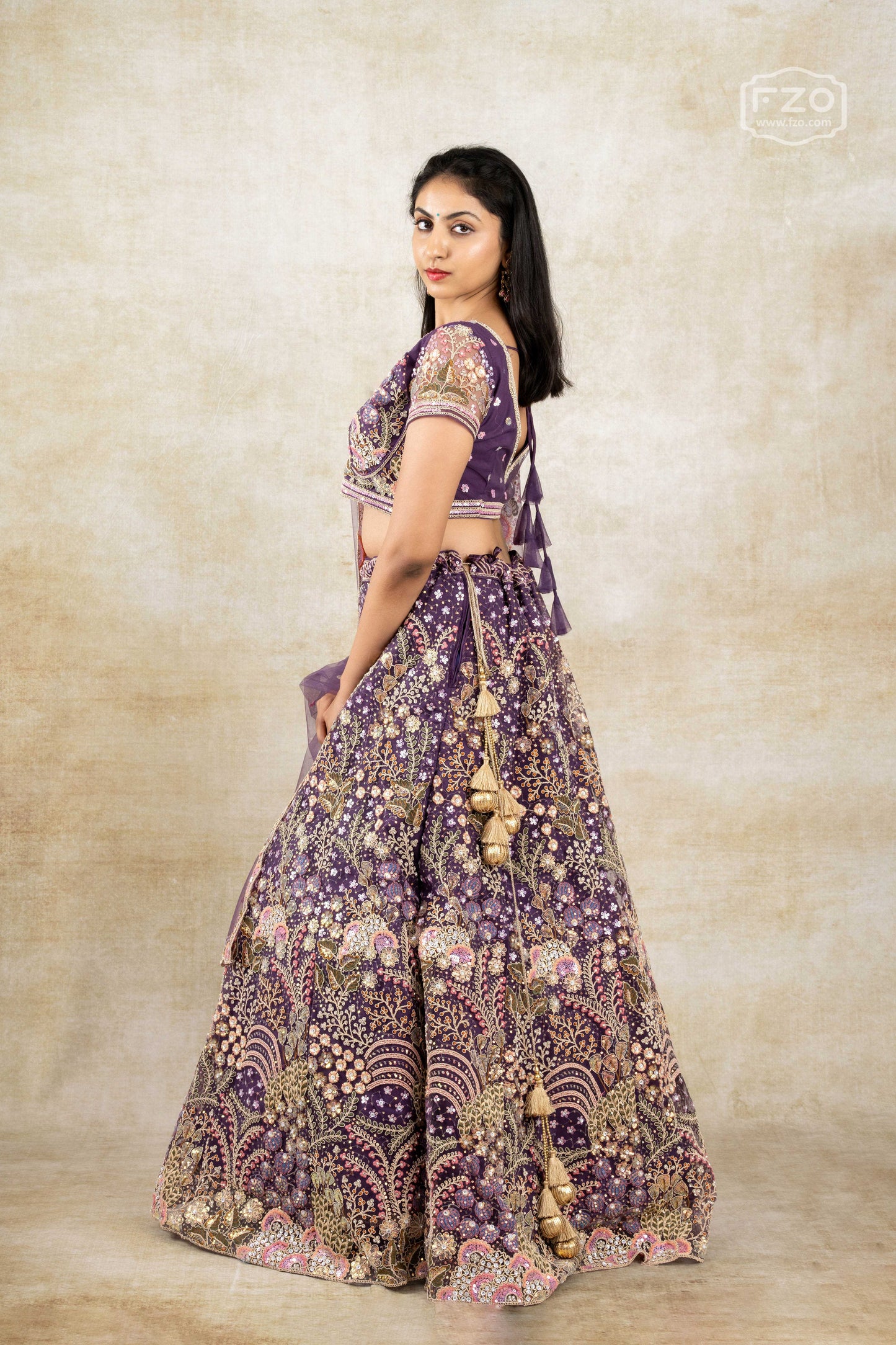 Amethyst Dream – Deep Purple Embroidered Lehenga Set
