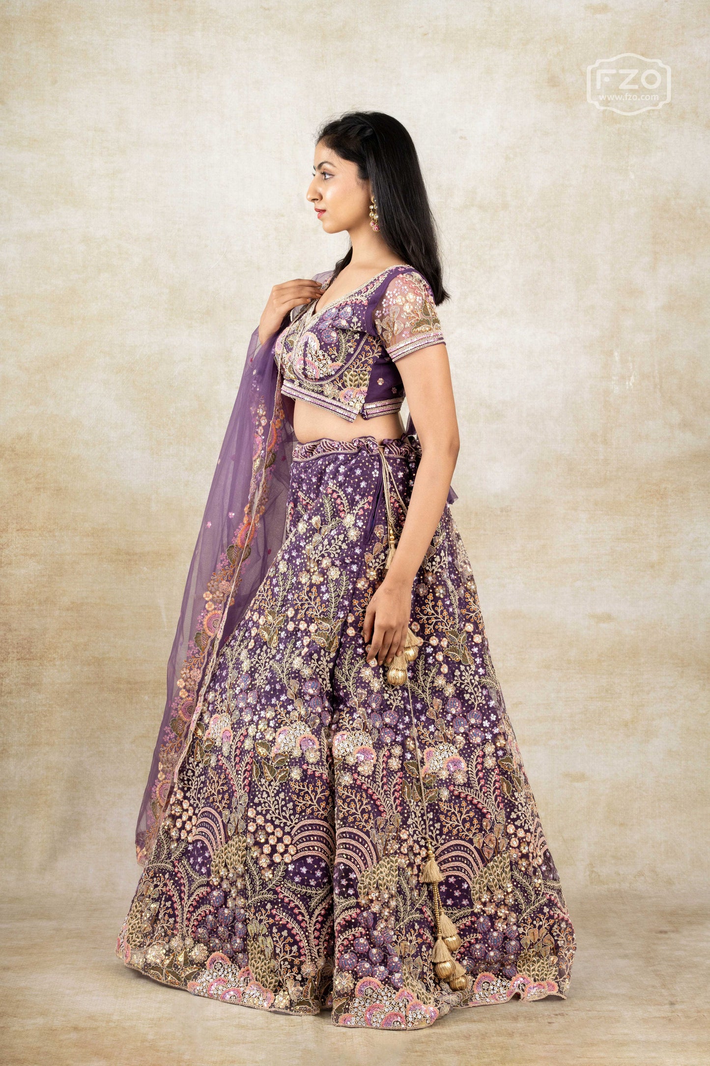 Amethyst Dream – Deep Purple Embroidered Lehenga Set