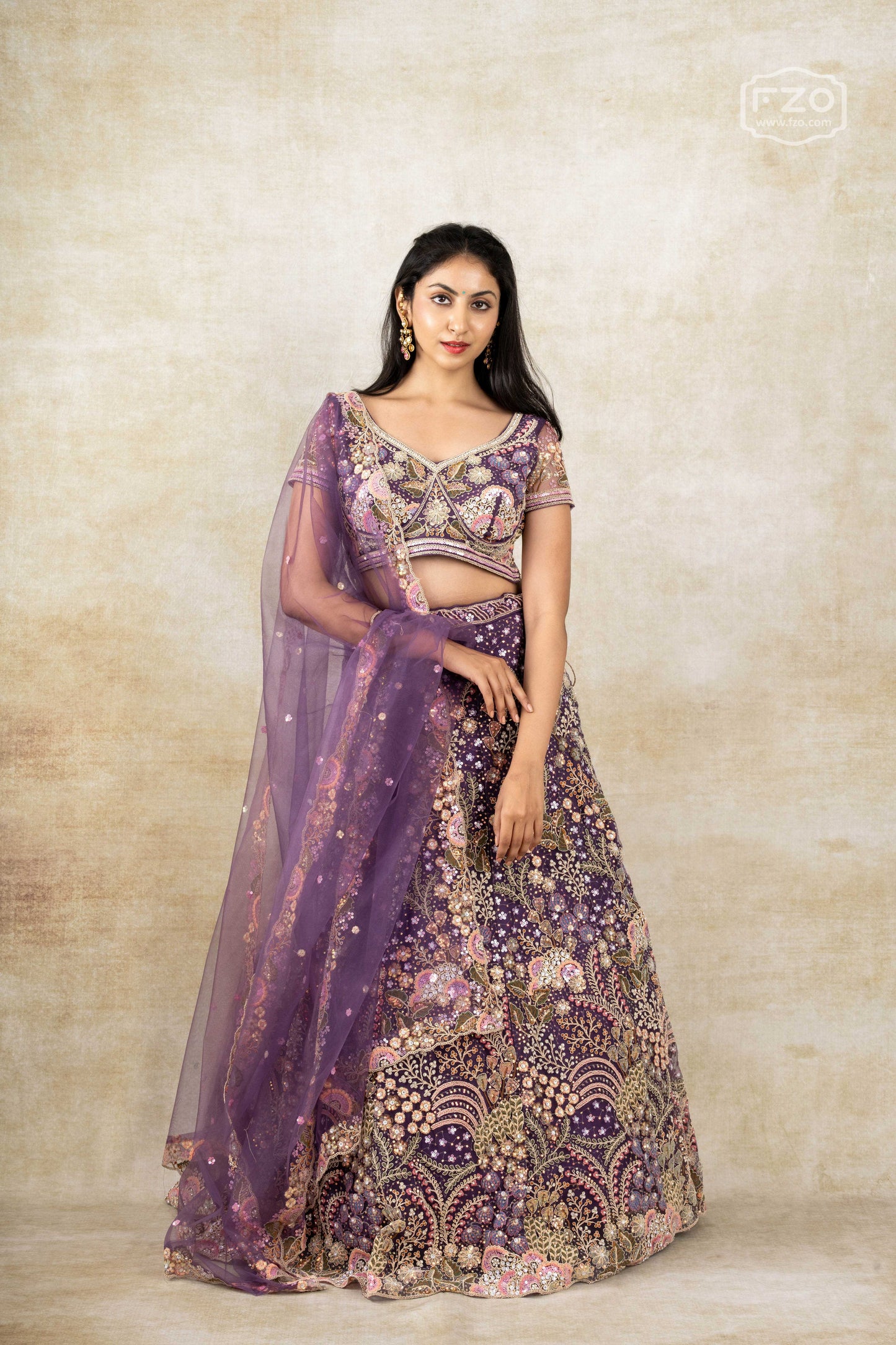 Amethyst Dream – Deep Purple Embroidered Lehenga Set