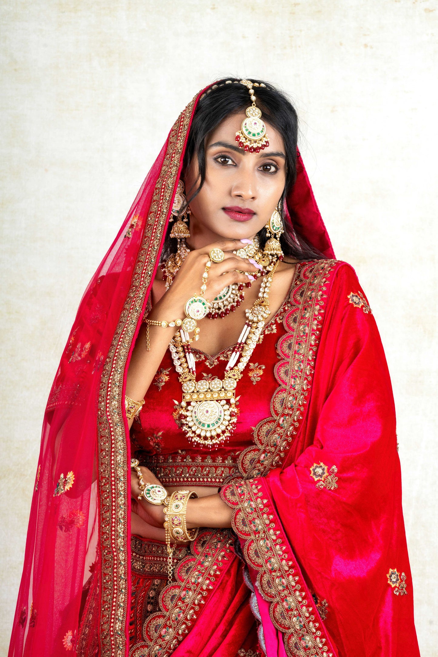 Regal Ruby Bridal Lehenga  – Red & Multicolour Bridal Lehenga Set