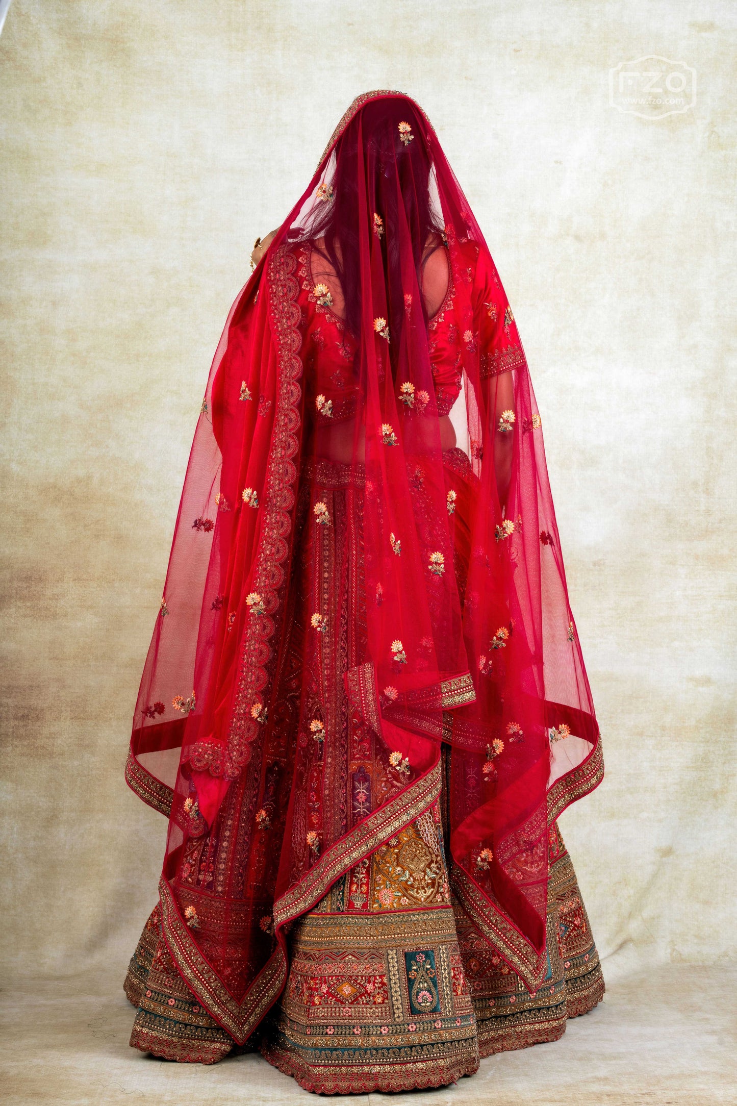 Regal Ruby Bridal Lehenga  – Red & Multicolour Bridal Lehenga Set