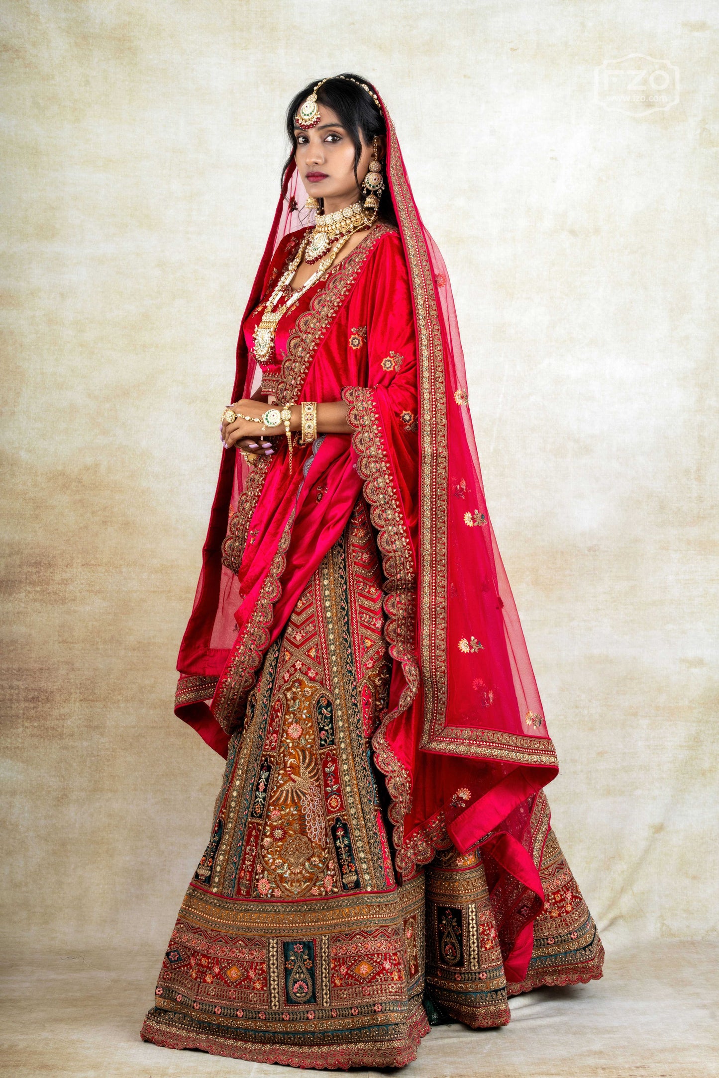 Regal Ruby Bridal Lehenga  – Red & Multicolour Bridal Lehenga Set