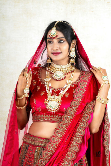 Regal Ruby Bridal Lehenga  – Red & Multicolour Bridal Lehenga Set