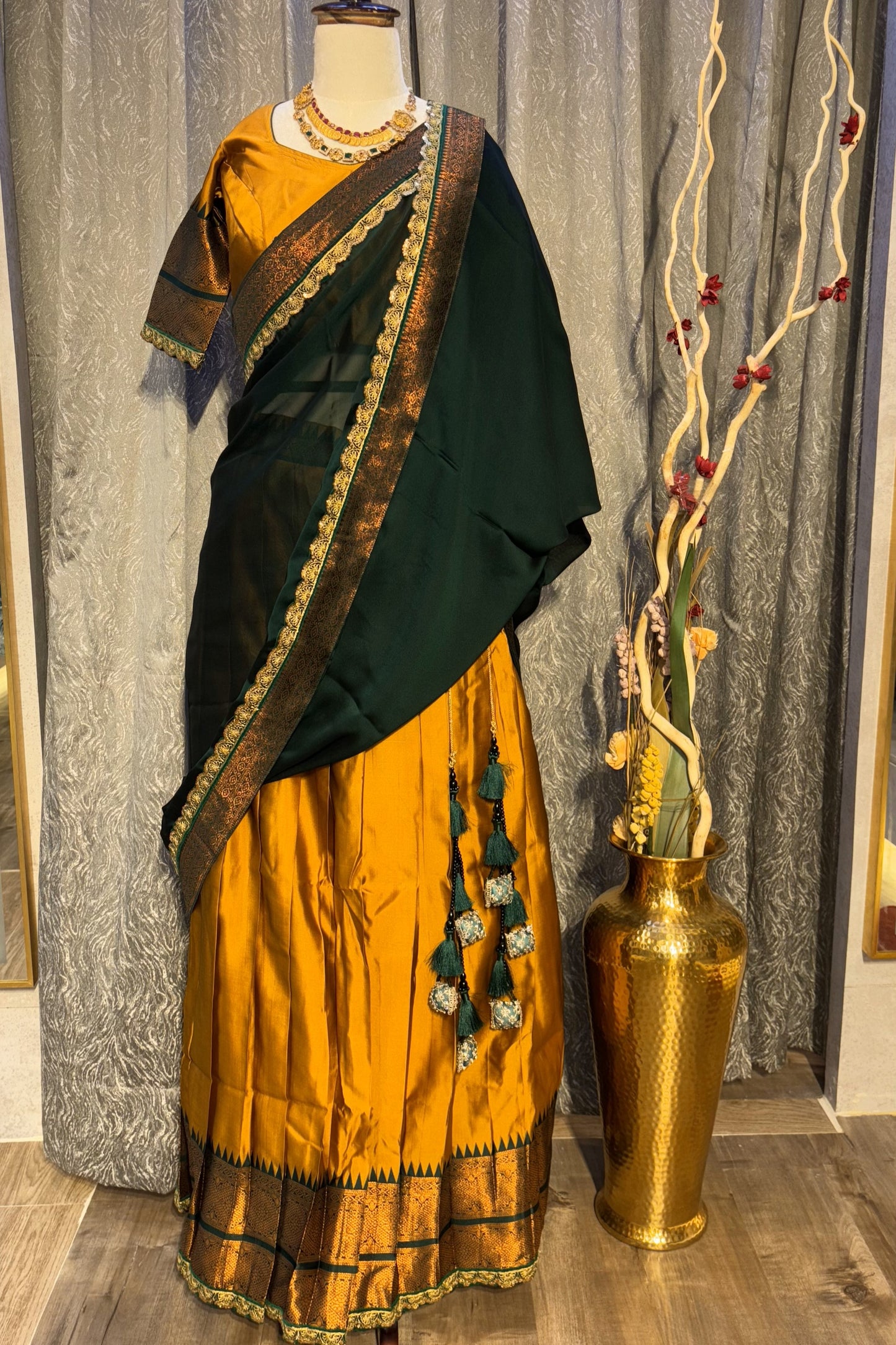 Temple Glow – Yellow Silk Lehenga Set