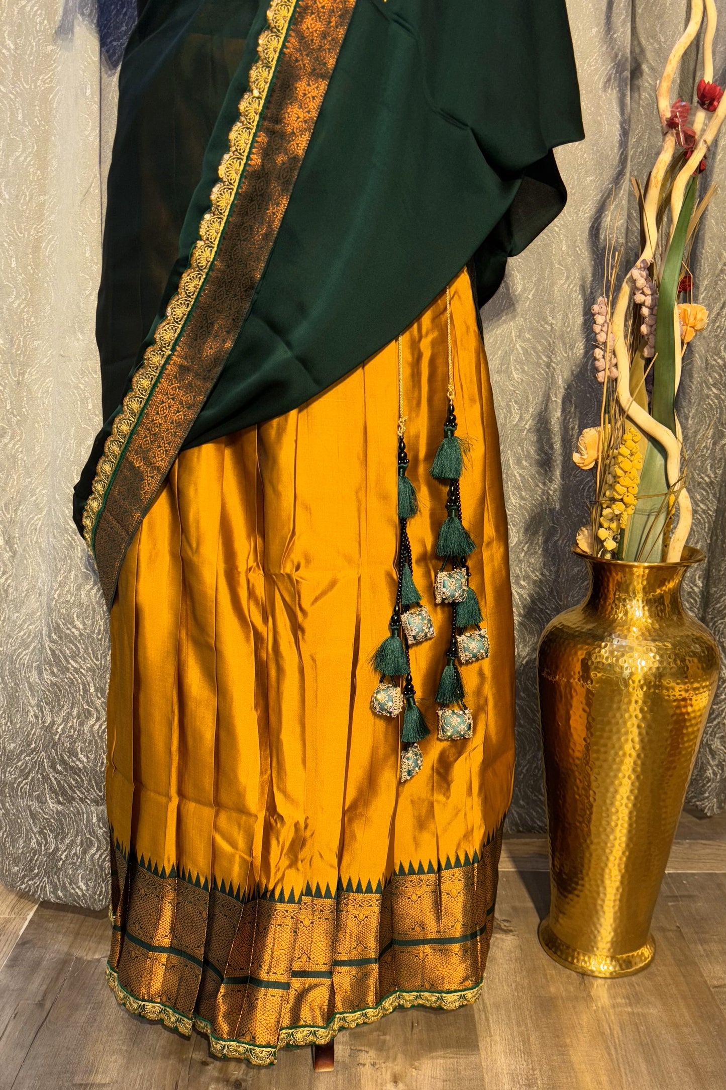 Temple Glow – Yellow Silk Lehenga Set