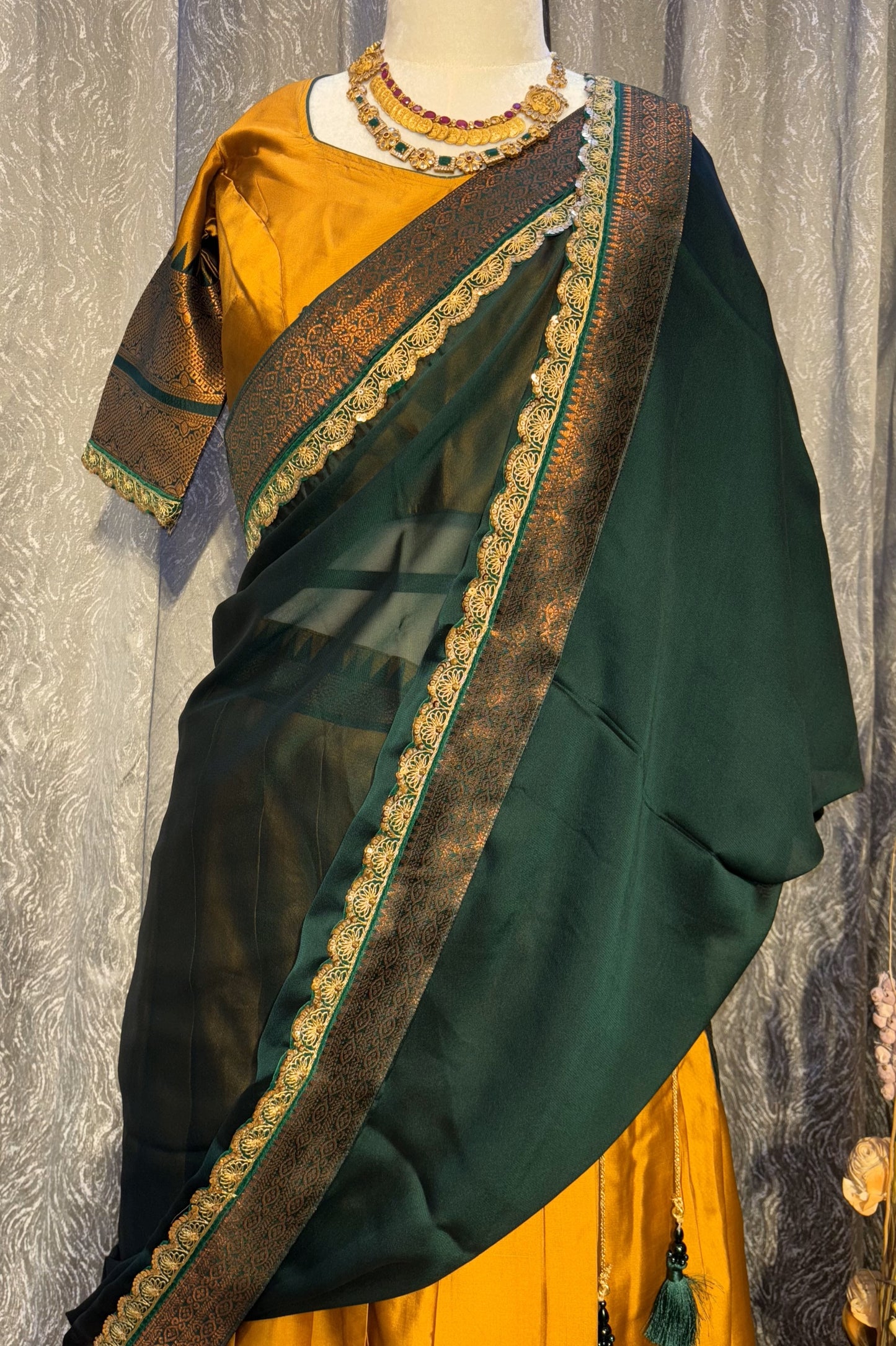 Temple Glow – Yellow Silk Lehenga Set