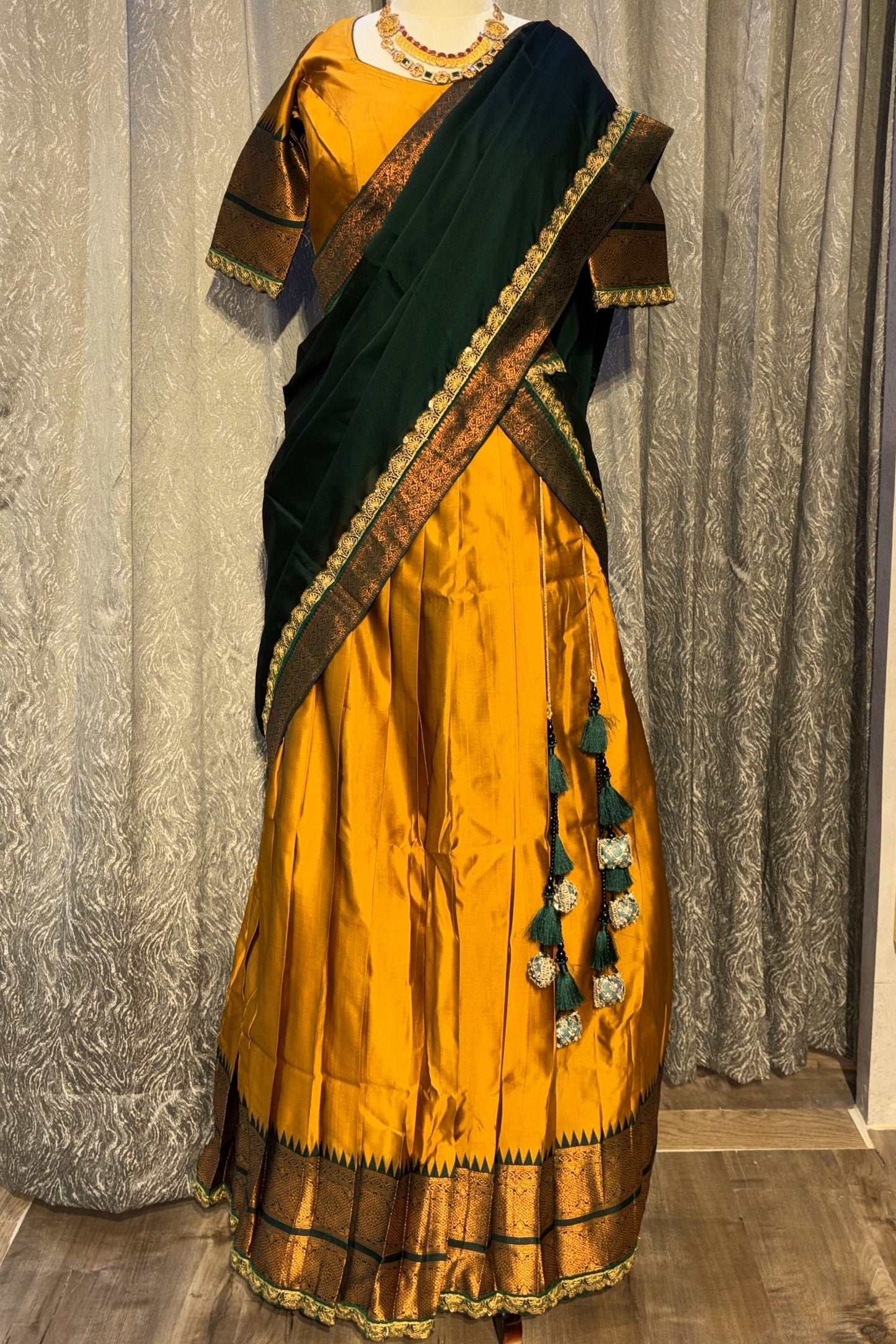 Temple Glow – Yellow Silk Lehenga Set
