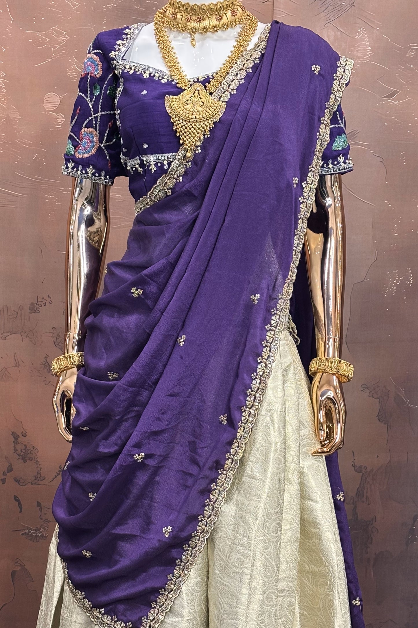 Royal Violet – Purple Pattu Lehenga Set