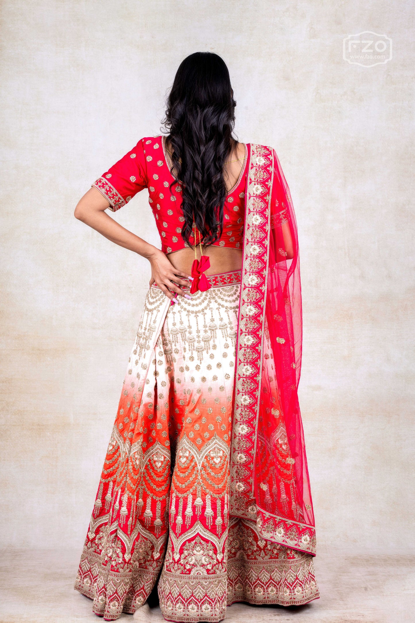 Red & Gold Bridal Lehenga Set – Rent Heavy Embroidered Wedding Lehenga