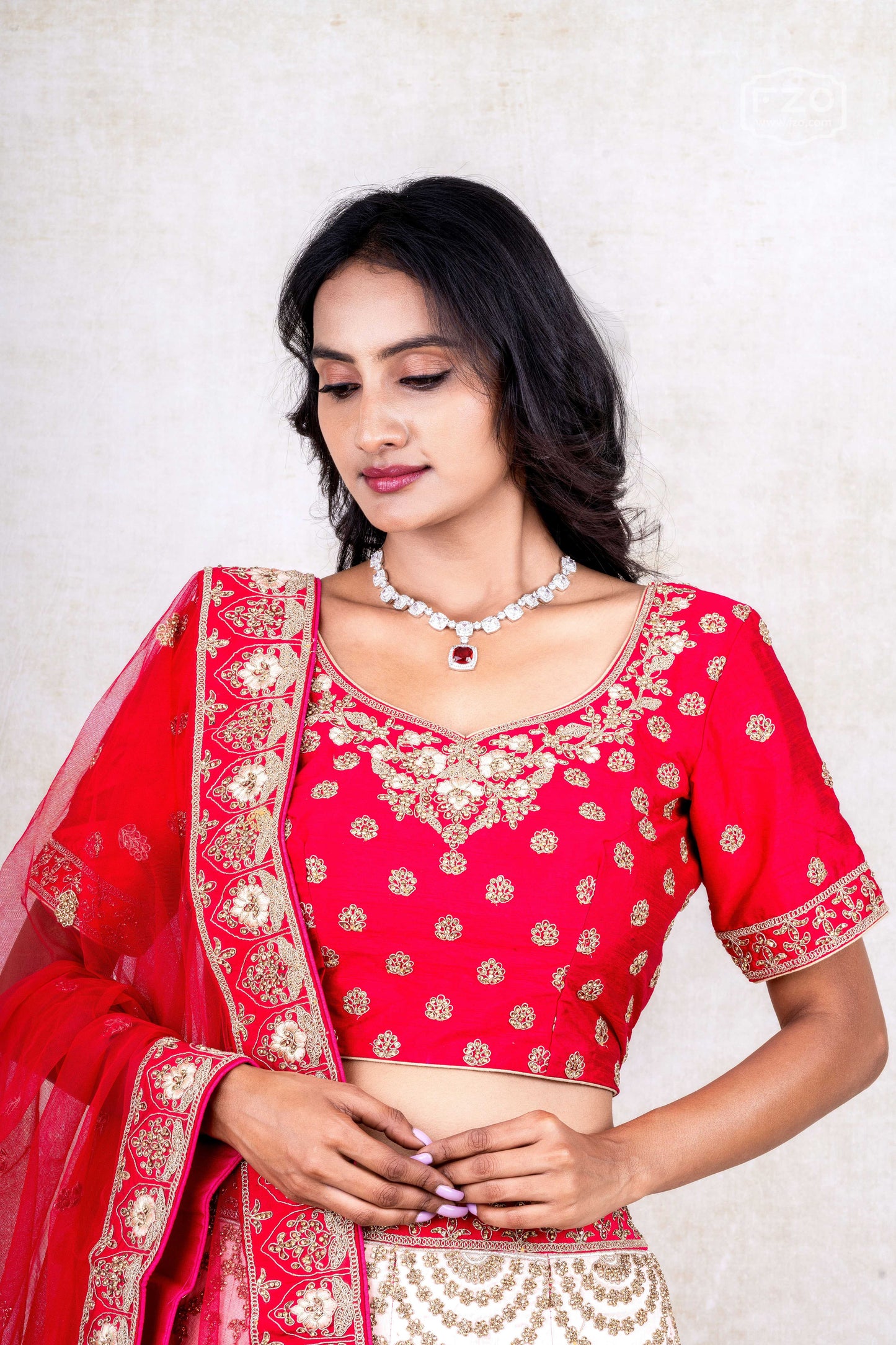 Red & Gold Bridal Lehenga Set – Rent Heavy Embroidered Wedding Lehenga