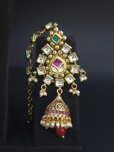 Traditional Temple Necklace Set with Pearl, Ruby & Emerald Accents