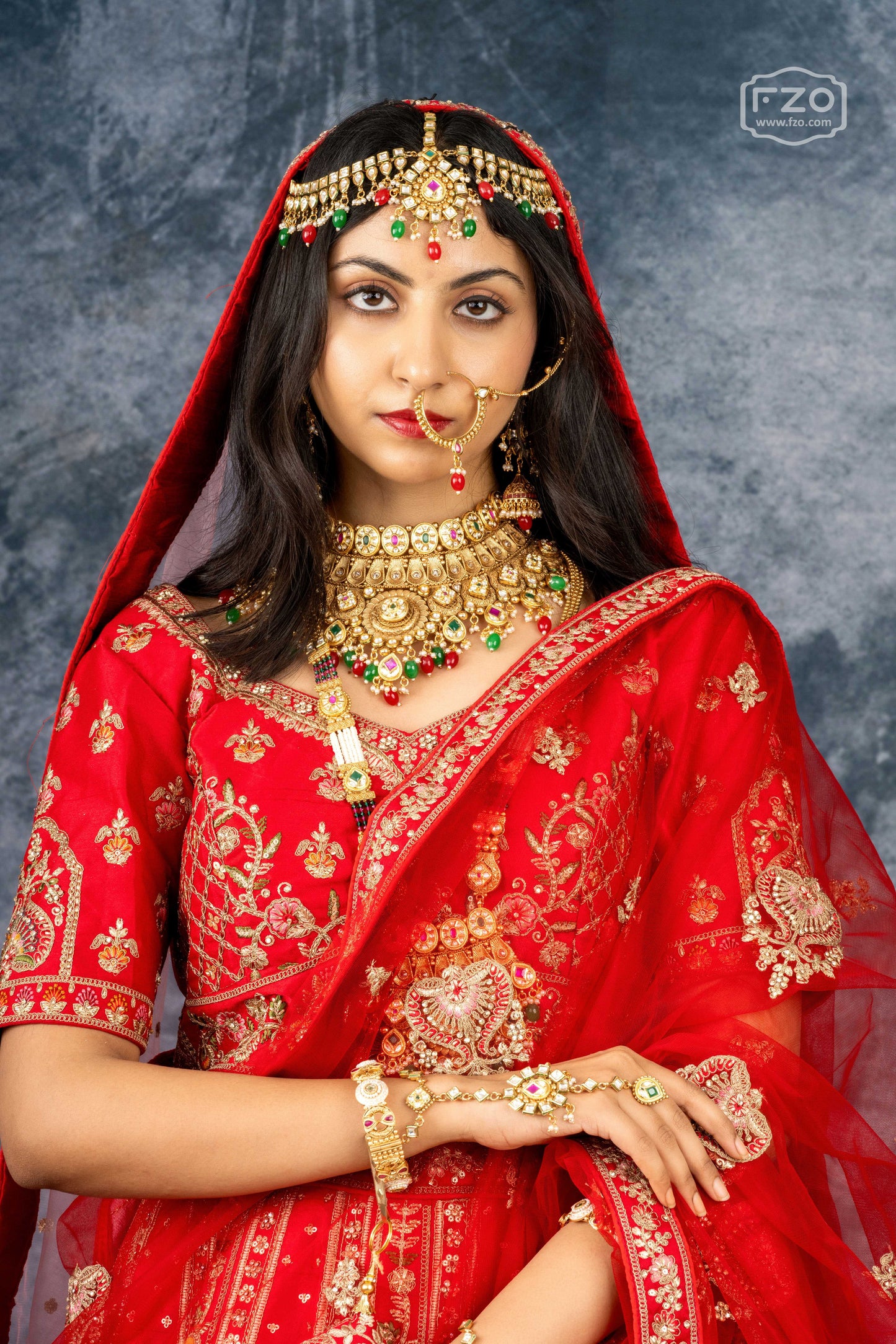 Crimson Royale Bridal Lehenga Set – Red Embroidered Elegance