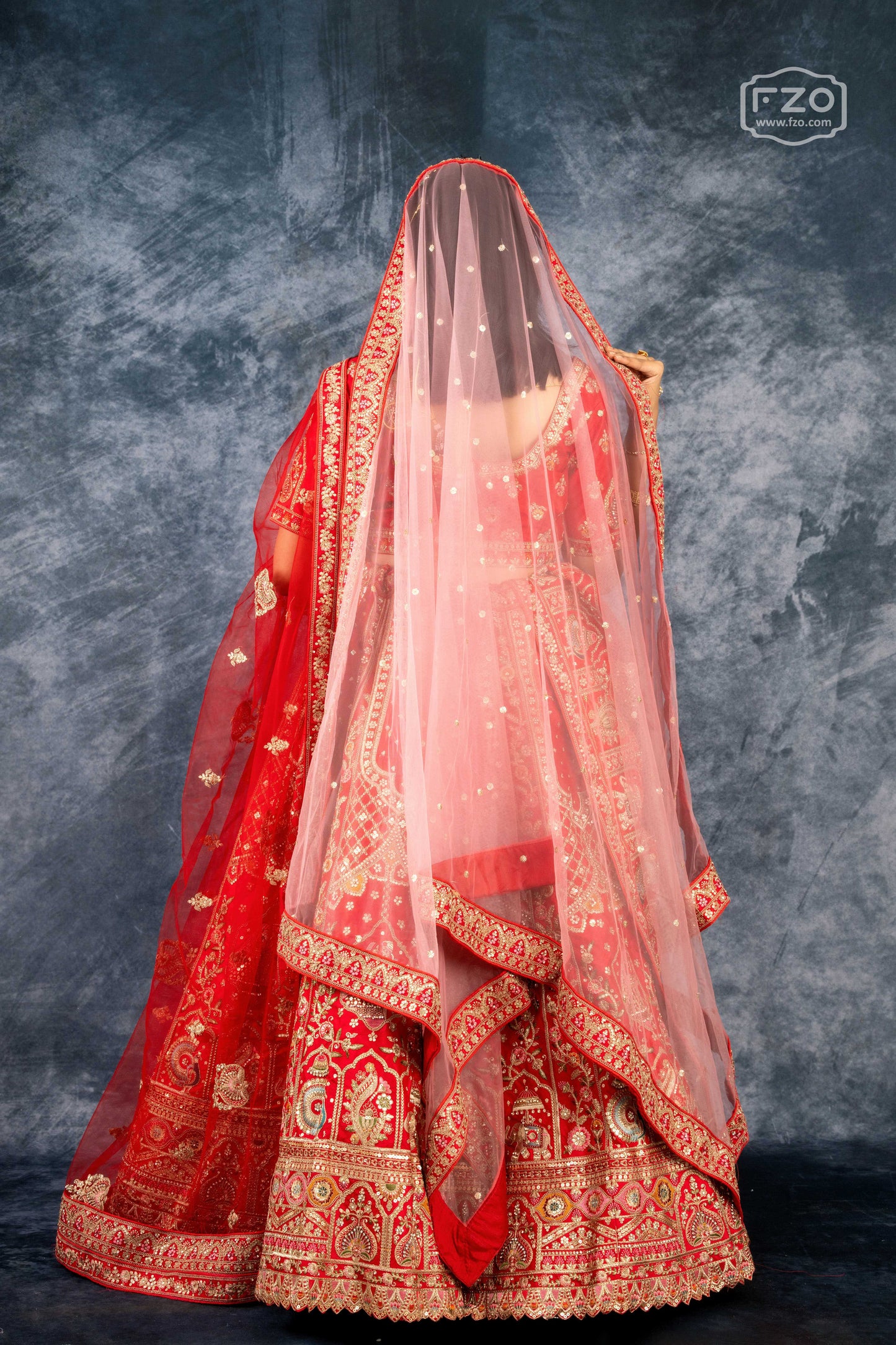 Crimson Royale Bridal Lehenga Set – Red Embroidered Elegance