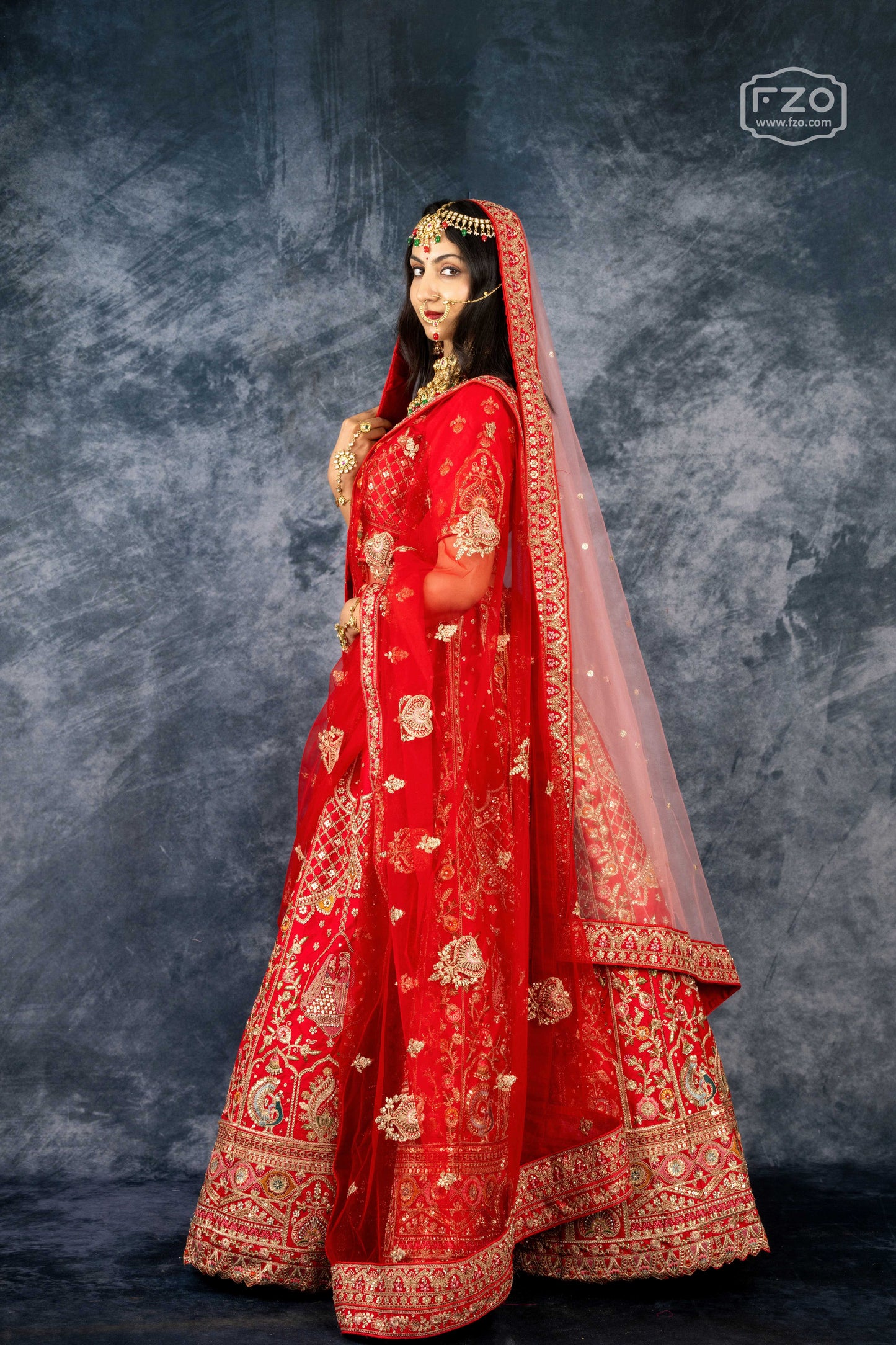 Crimson Royale Bridal Lehenga Set – Red Embroidered Elegance