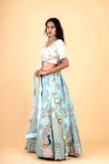 Celestial Charm – Powder Blue Embroidered Lehenga for Modern Brides