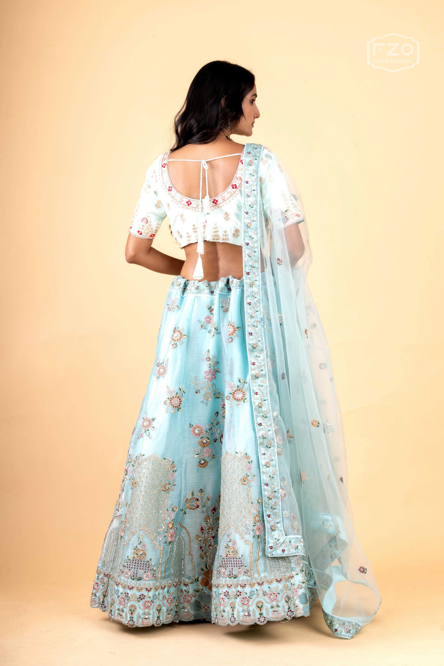 Celestial Charm – Powder Blue Embroidered Lehenga for Modern Brides