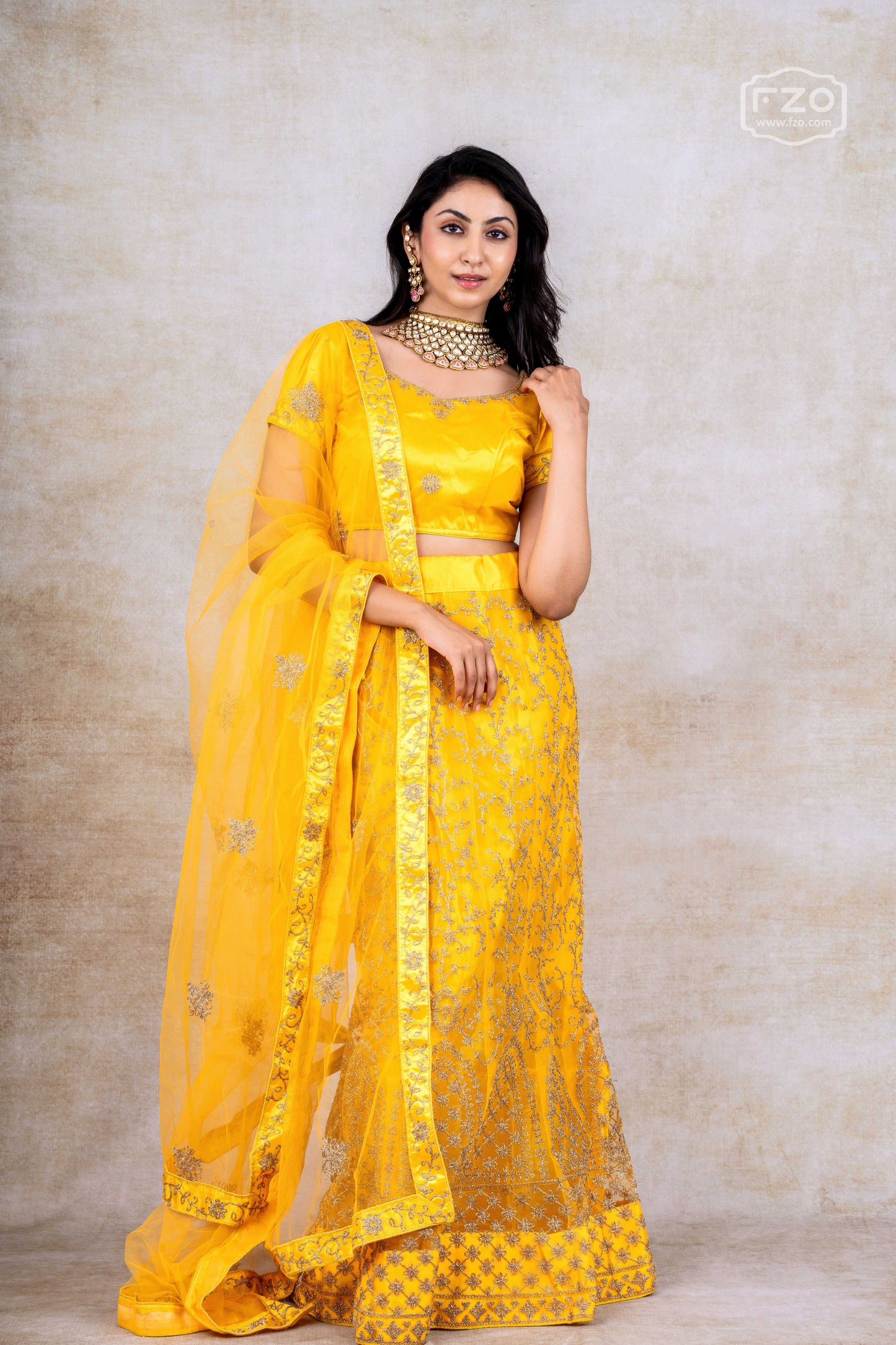 Mustard Yellow Embroidered Lehenga –Elegant Festive & Wedding Wear