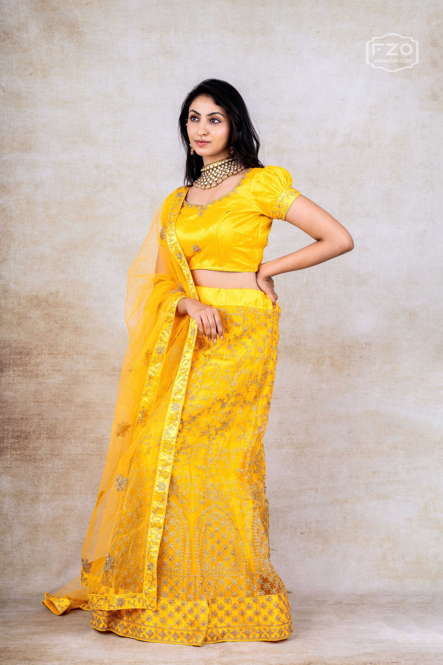 Mustard Yellow Embroidered Lehenga –Elegant Festive & Wedding Wear