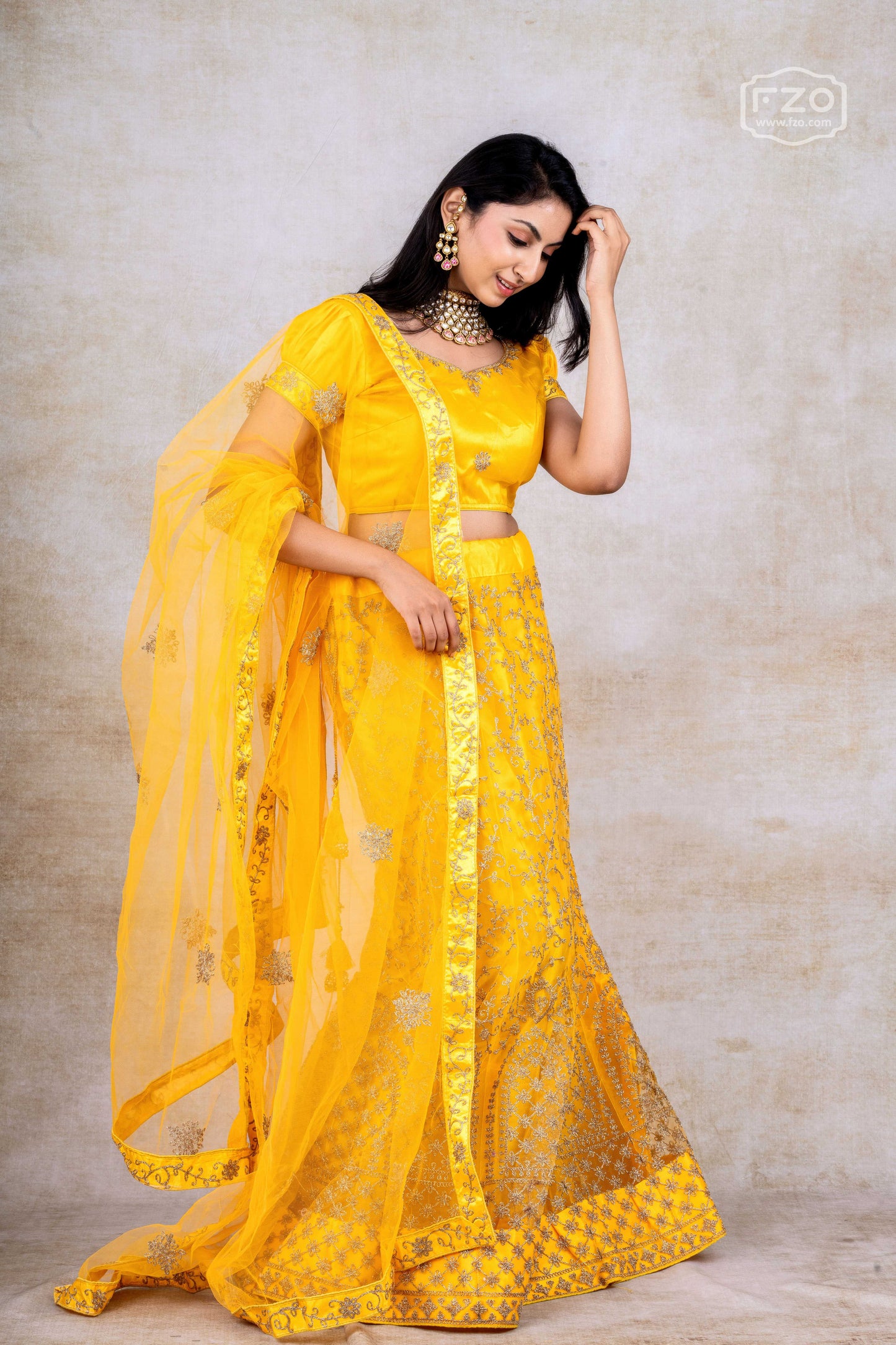 Mustard Yellow Embroidered Lehenga –Elegant Festive & Wedding Wear