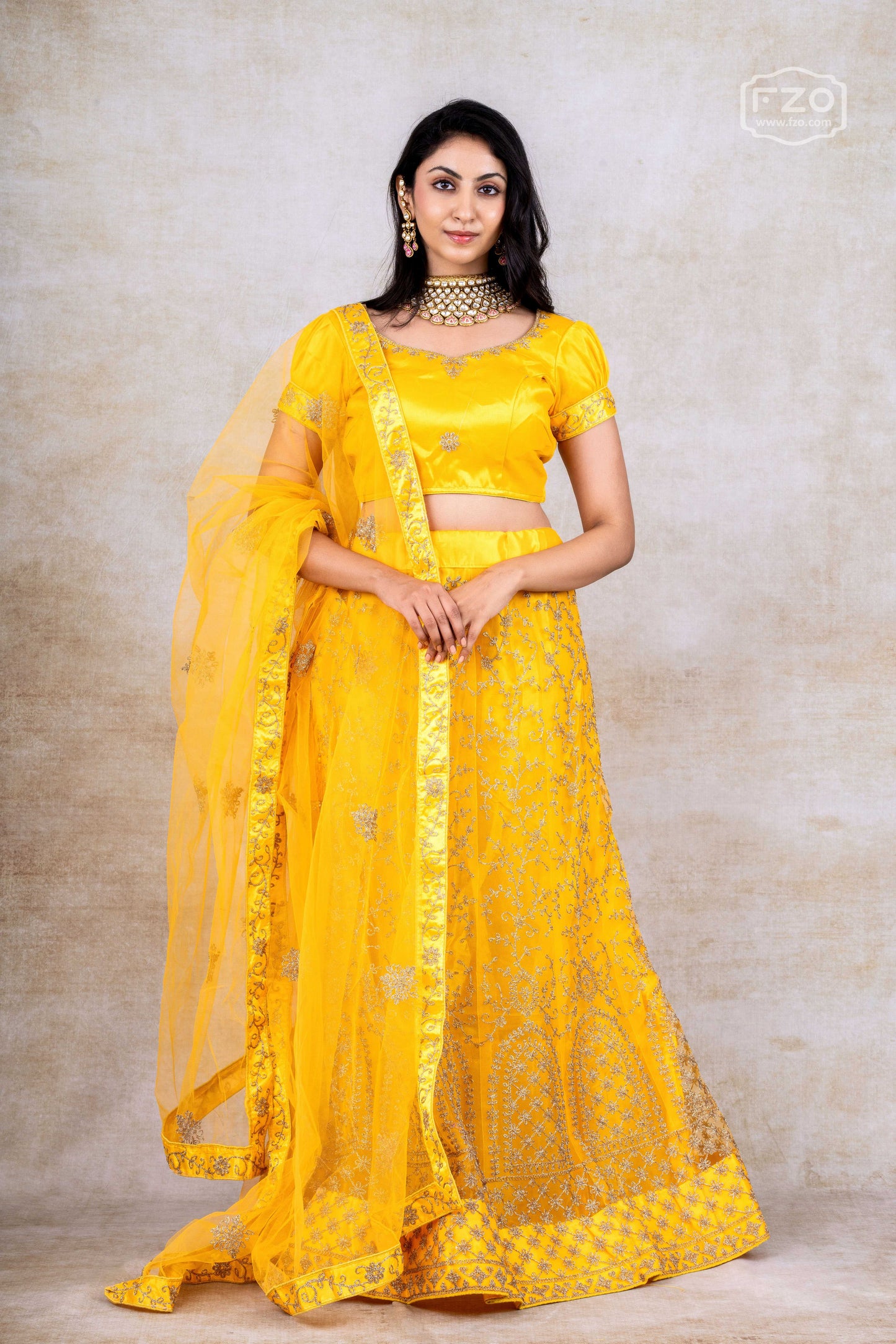 Mustard Yellow Embroidered Lehenga –Elegant Festive & Wedding Wear