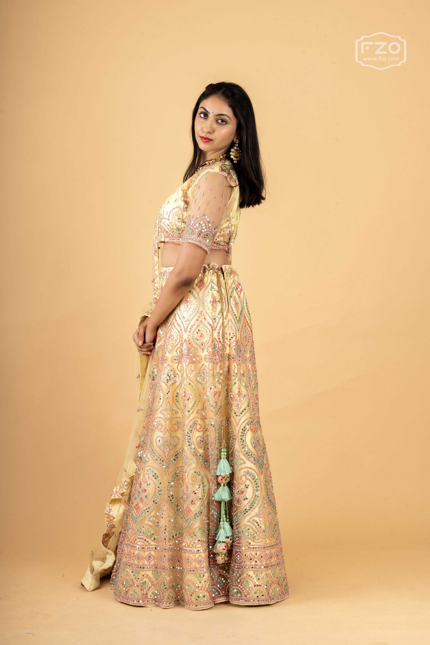 Golden Aura – Light Yellow Embroidered Lehenga