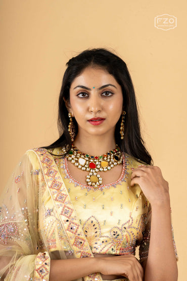 Golden Aura – Light Yellow Embroidered Lehenga