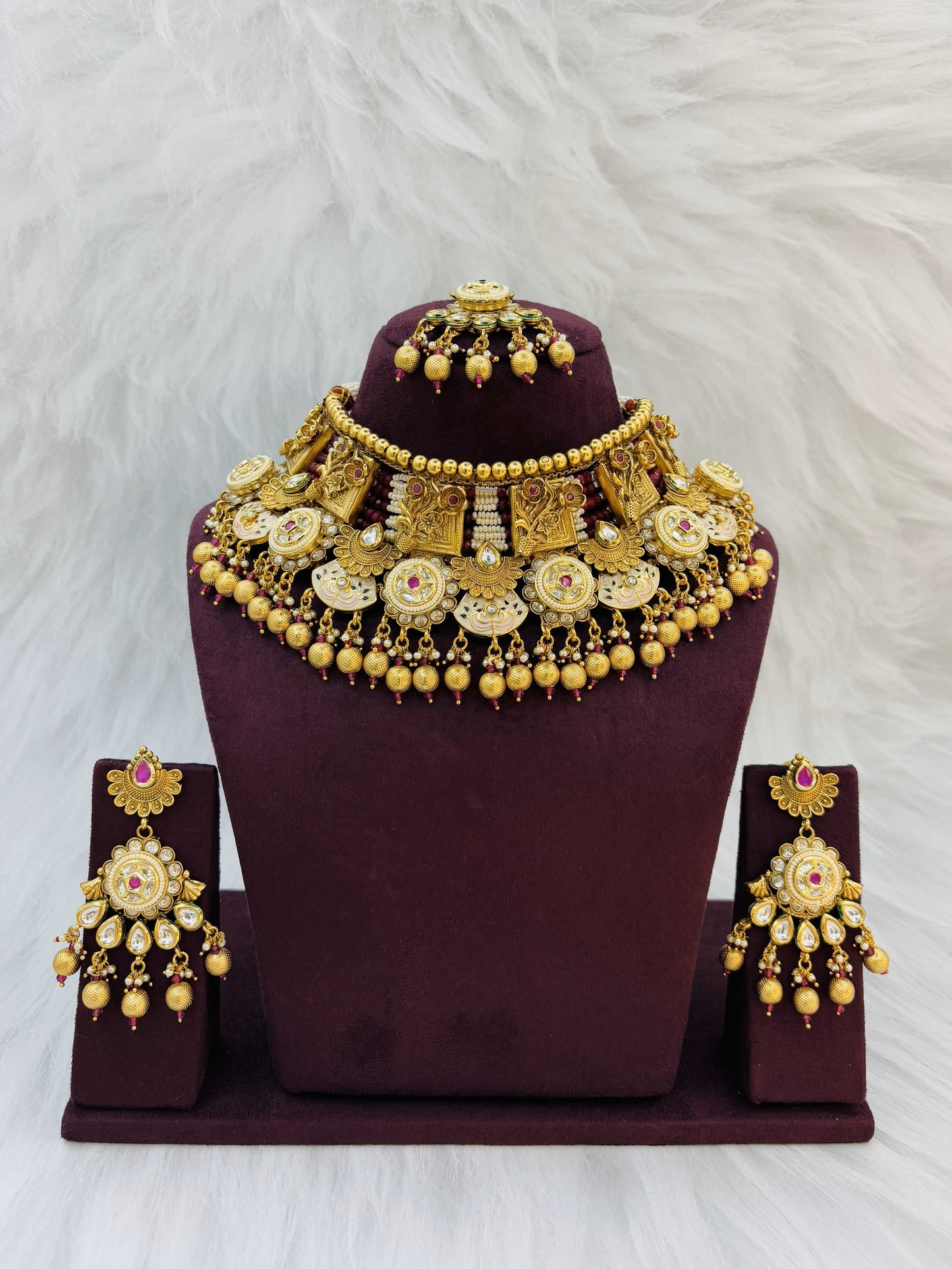 Royal Temple Choker Necklace Set with Lakshmi Motifs