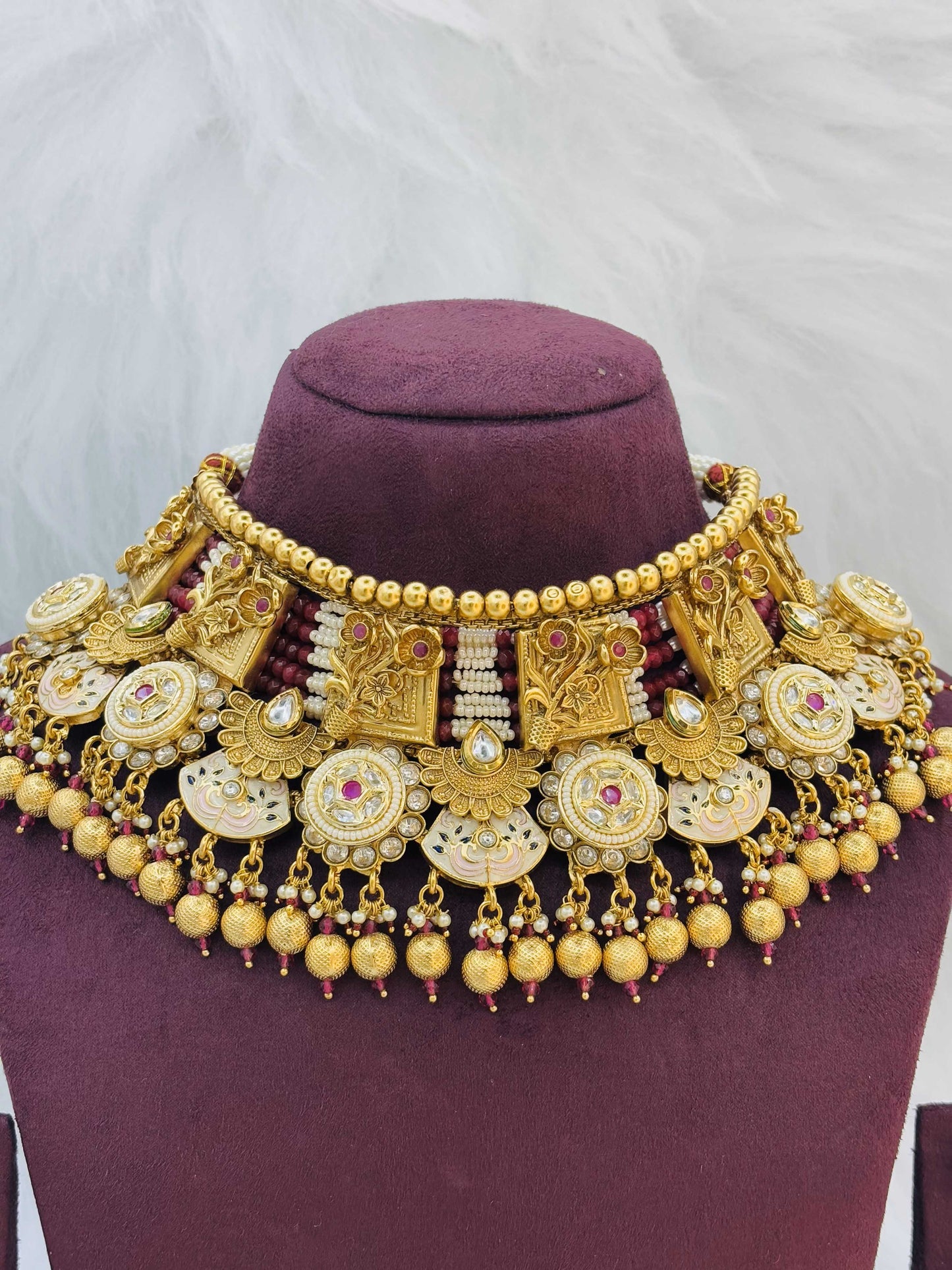 Royal Temple Choker Necklace Set with Lakshmi Motifs