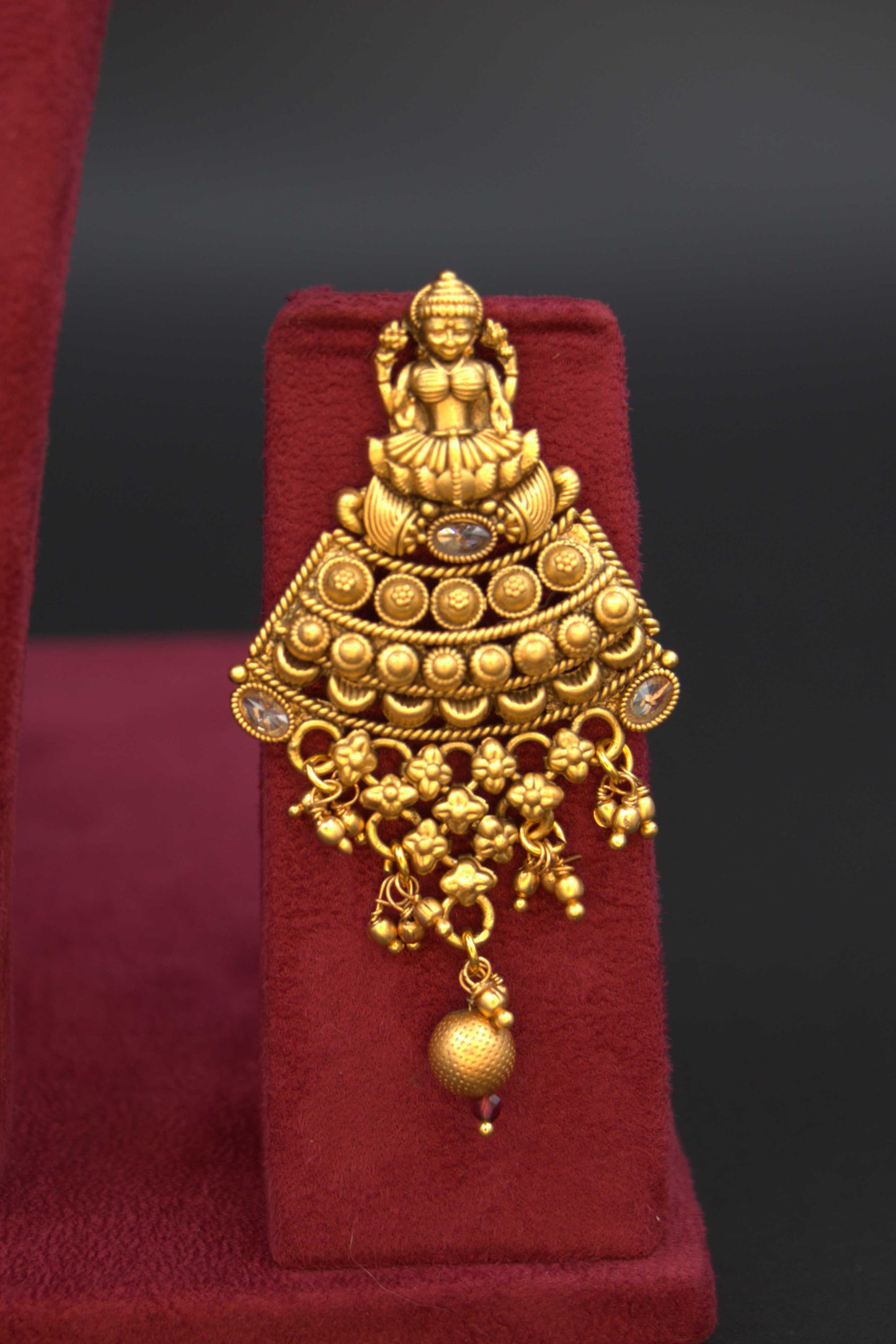 Antique Lakshmi Temple Necklace Set with Intricate Gold Work