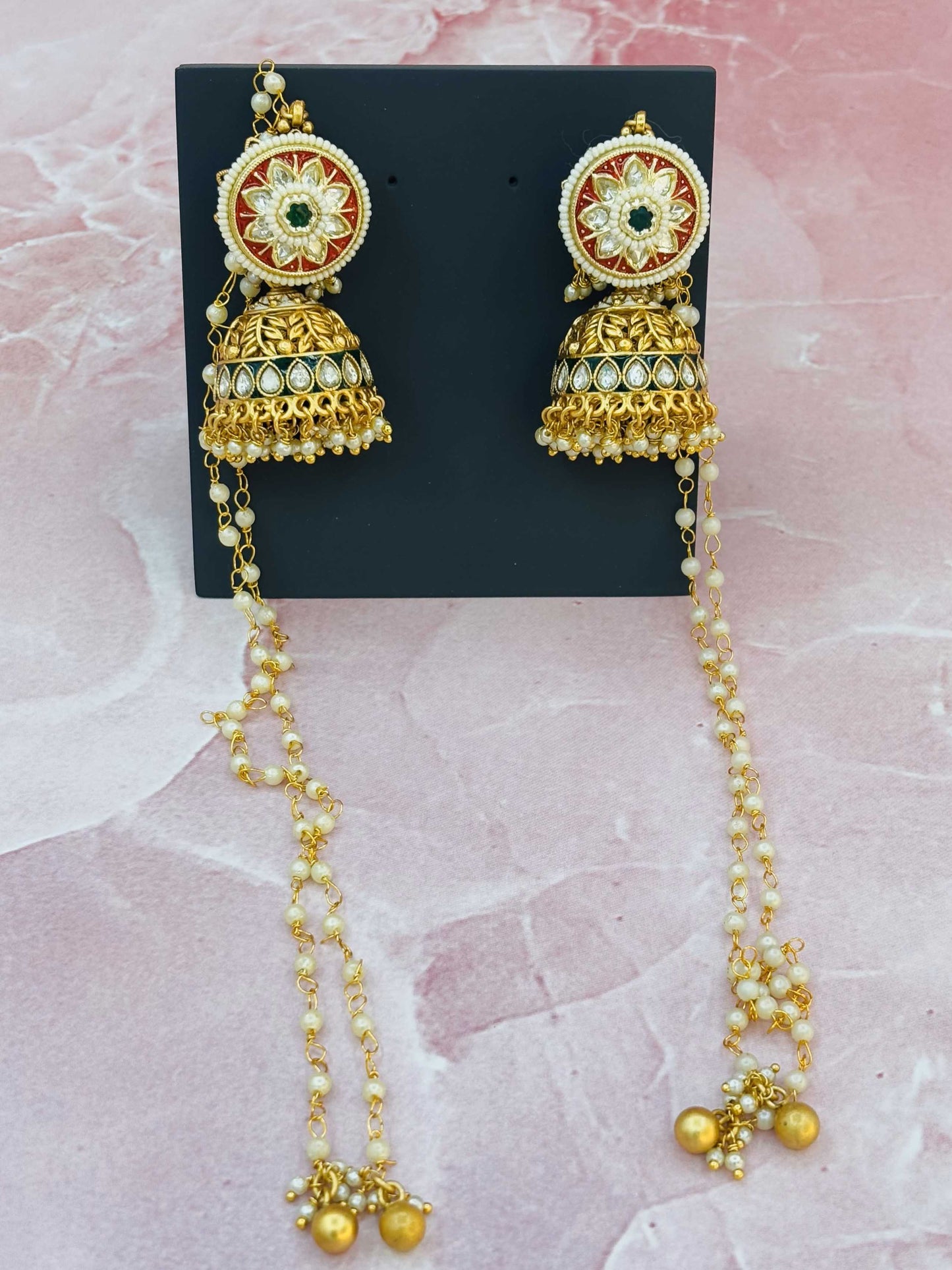 Grand Kundan Haram Set with Lakshmi Pendant & Jhumkis