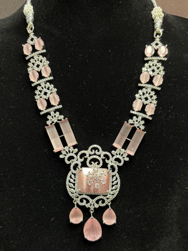 Blush Crystal Silver-Plated Necklace Set