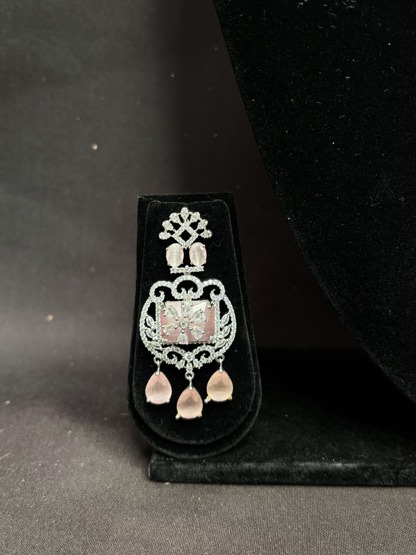 Blush Crystal Silver-Plated Necklace Set