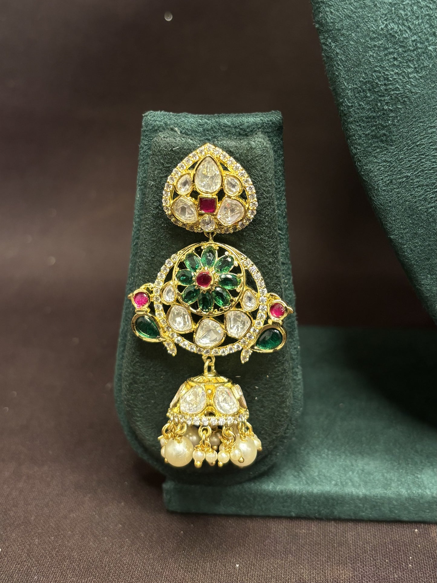 Majestic Peacock Emerald CZ Bridal Necklace Set