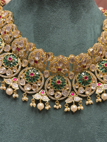 Majestic Peacock Emerald CZ Bridal Necklace Set