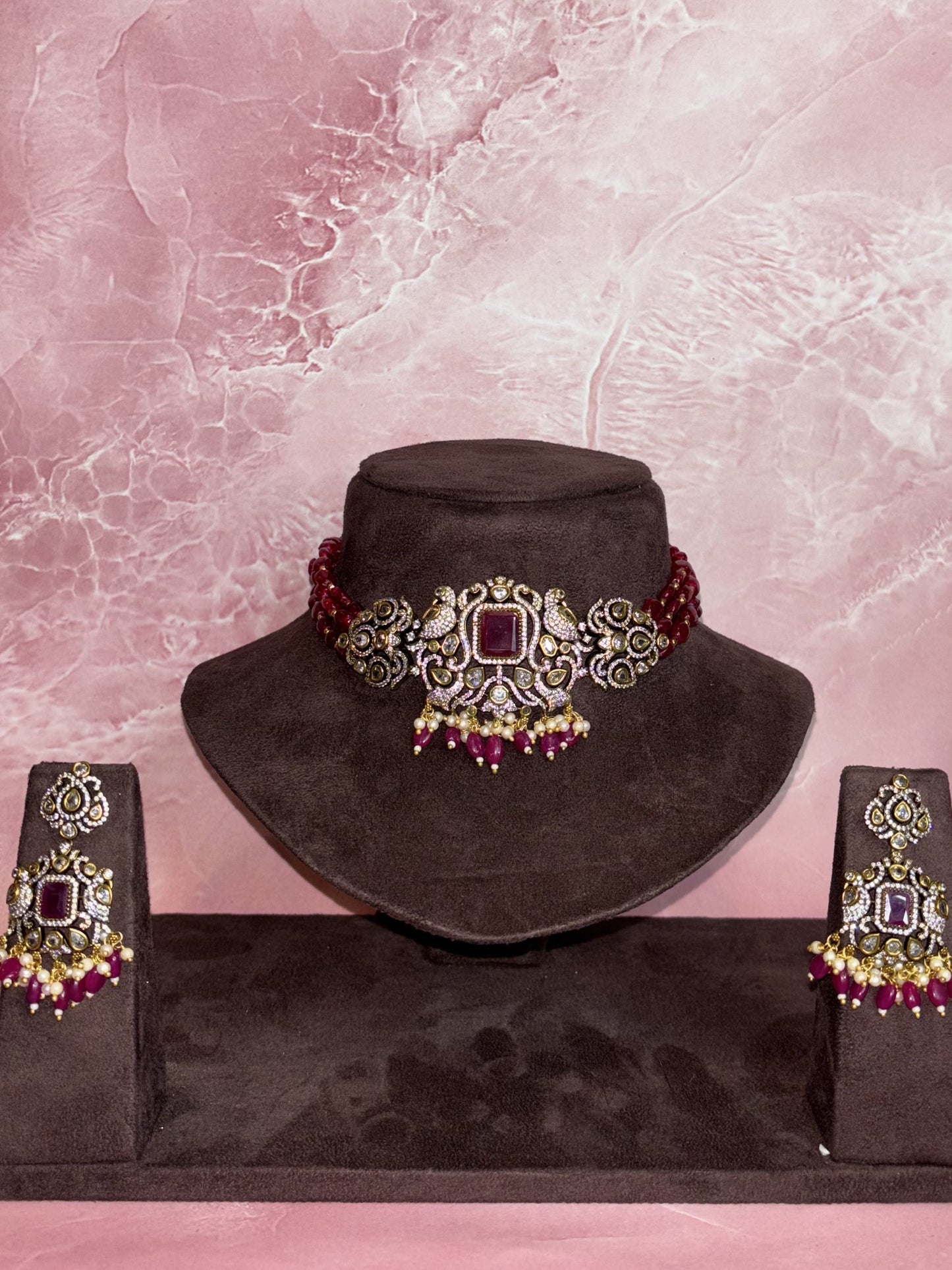 Heritage Rouge – Antique Ruby Beaded Choker Set